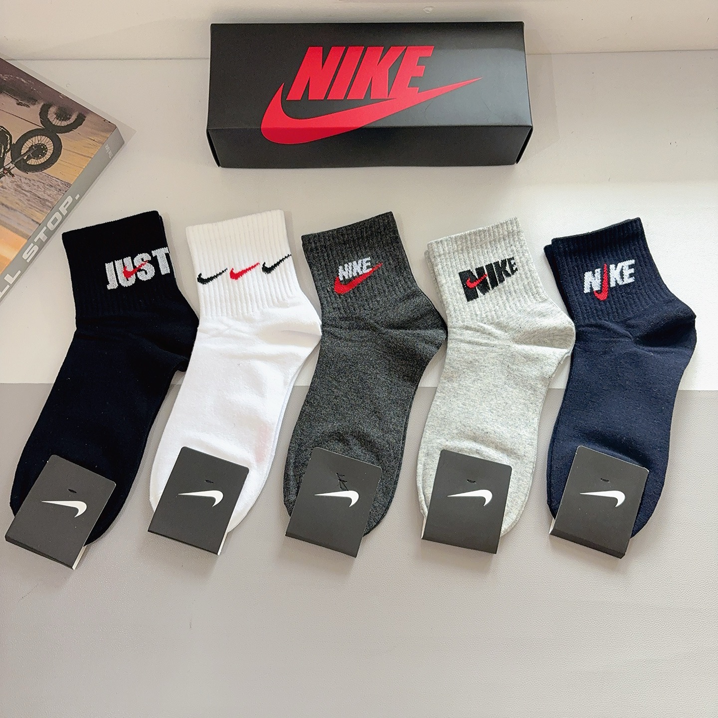 配包装（一盒5双）新款 Nike/耐克 高版本中筒短袜 超柔软面料 专柜同步男款袜子 抗菌防臭吸汗透气百