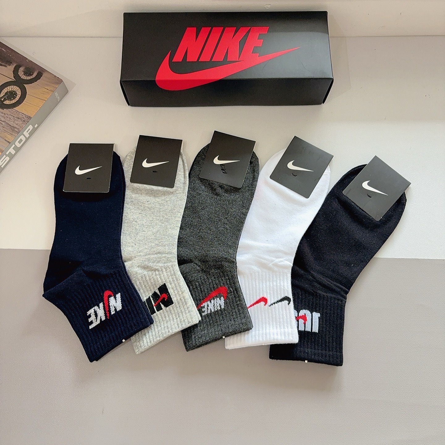 配包装（一盒5双）新款 Nike/耐克 高版本中筒短袜 超柔软面料 专柜同步男款袜子 抗菌防臭吸汗透气百