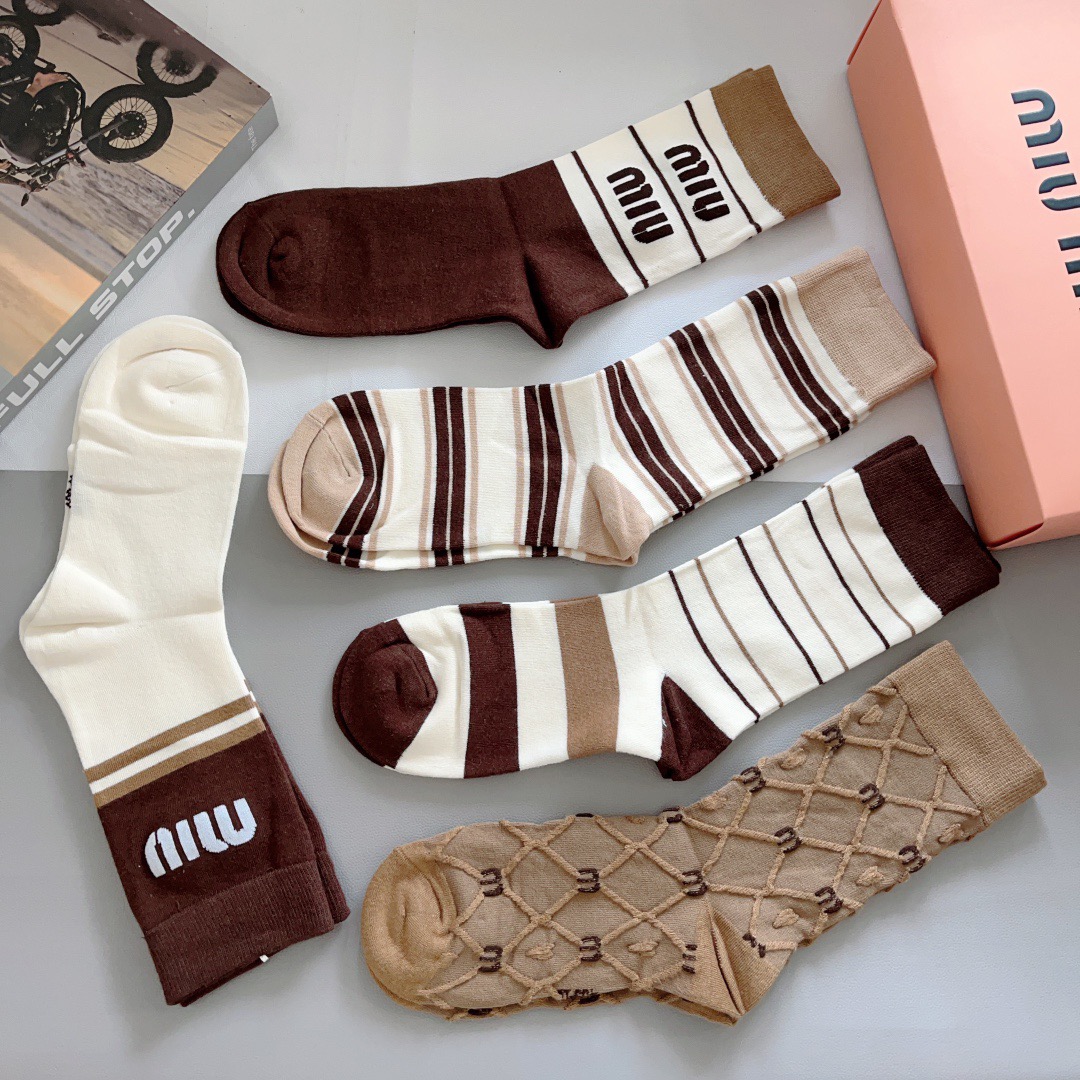 配包装【一盒5双】miumiu · 缪缪 高品质🔥新款网红长筒袜子❗️ins明星网红推荐❗️火爆至极🔥竹