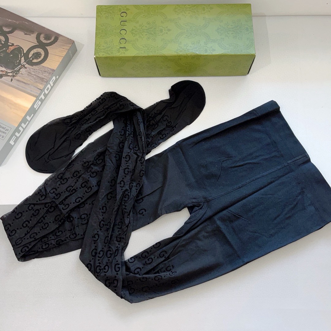 配包装【一盒1双】🌟Gucci （古奇）经典植绒GG字母丝袜 🌟欧美大牌裤袜🔥一比一高版本制作，可以看得