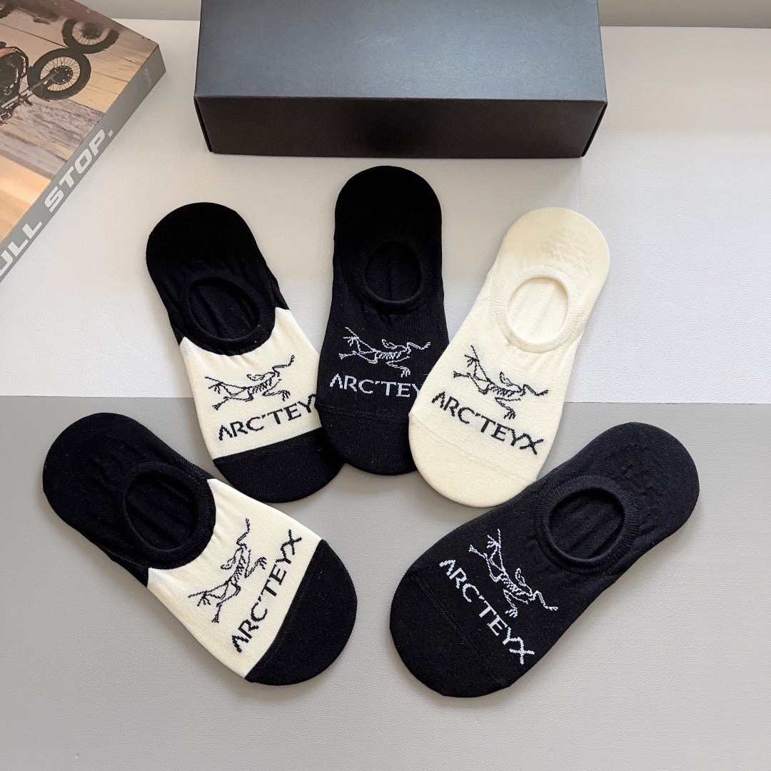 配包装（一盒5双）ARC·TERYX（始祖鸟）2024春款新品火爆船袜❗️高版本纯棉材质柔软，秒杀市场普