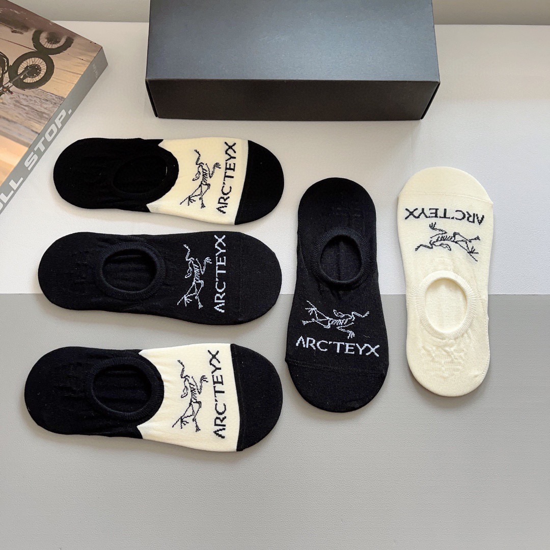 配包装（一盒5双）ARC·TERYX（始祖鸟）2024春款新品火爆船袜❗️高版本纯棉材质柔软，秒杀市场普