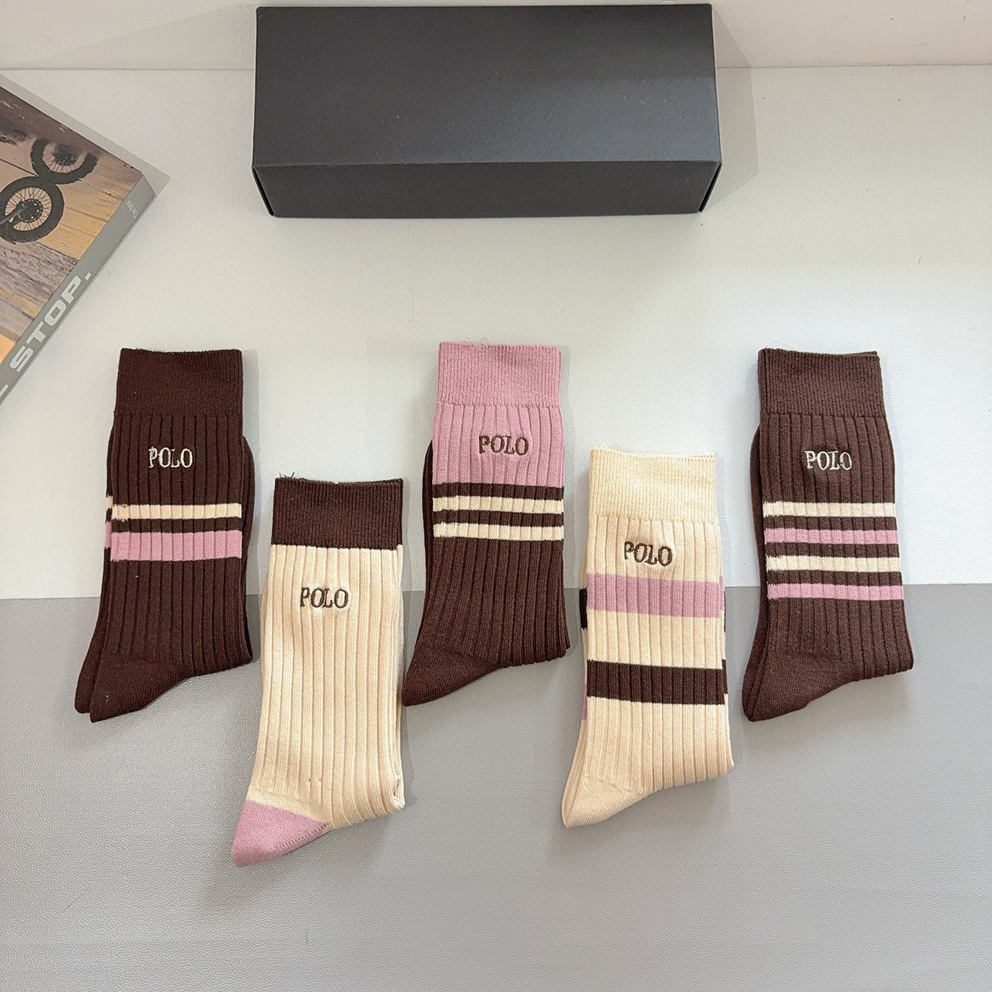 配包装【一盒5双】Polo （保罗）高版本双针刺绣长筒小腿袜🔥潮人必不可少的时尚专柜代购长筒袜子 ，超好