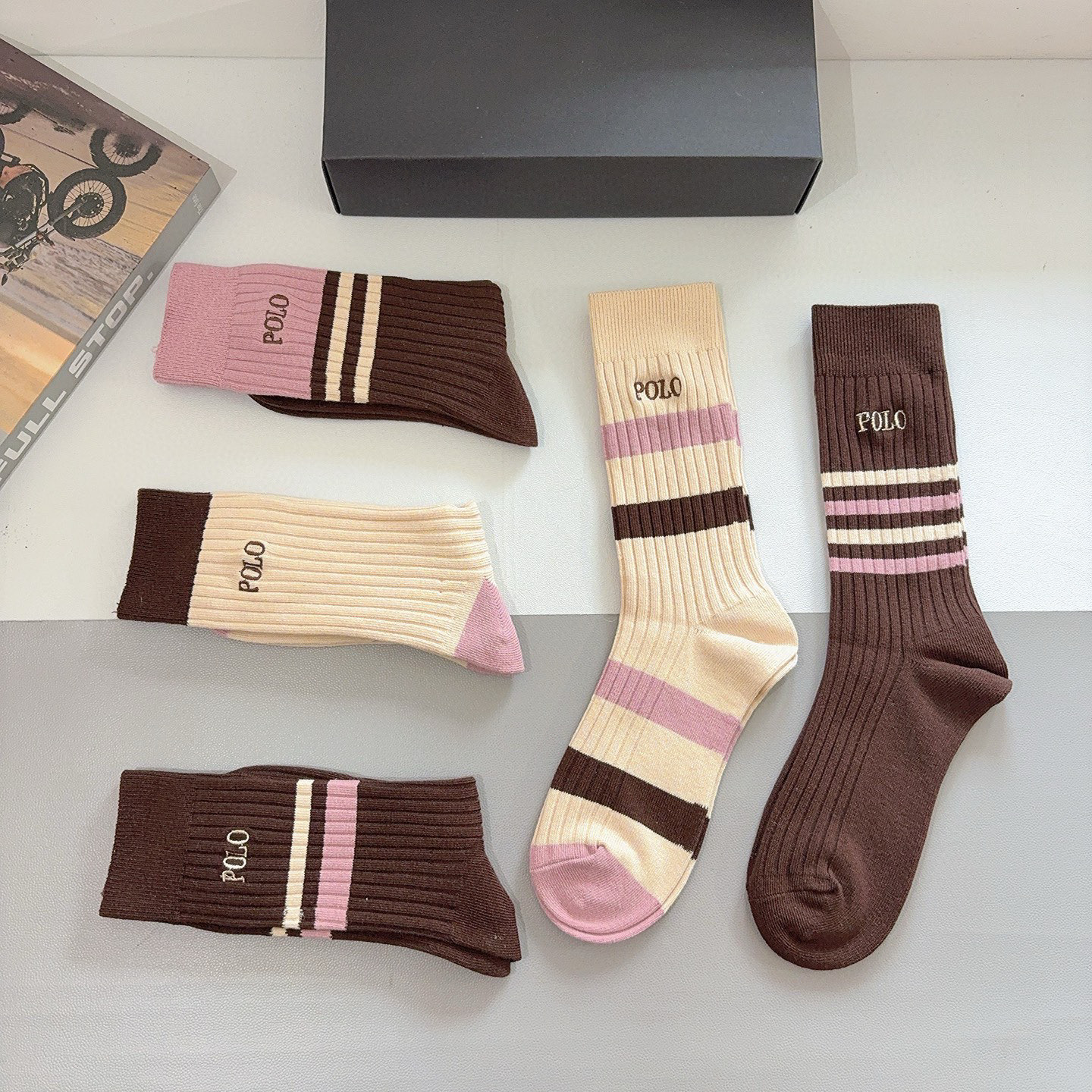 配包装【一盒5双】Polo （保罗）高版本双针刺绣长筒小腿袜🔥潮人必不可少的时尚专柜代购长筒袜子 ，超好
