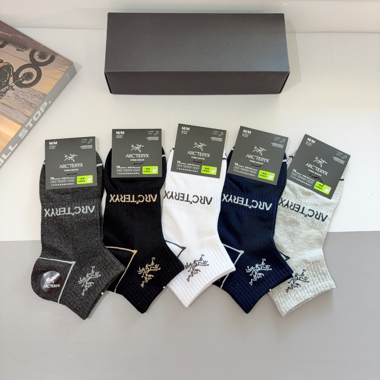 配包装（一盒5双）ARC·TERYX（始祖鸟）新款火爆船袜❗️高版本纯棉材质柔软，经典图案logo，网红