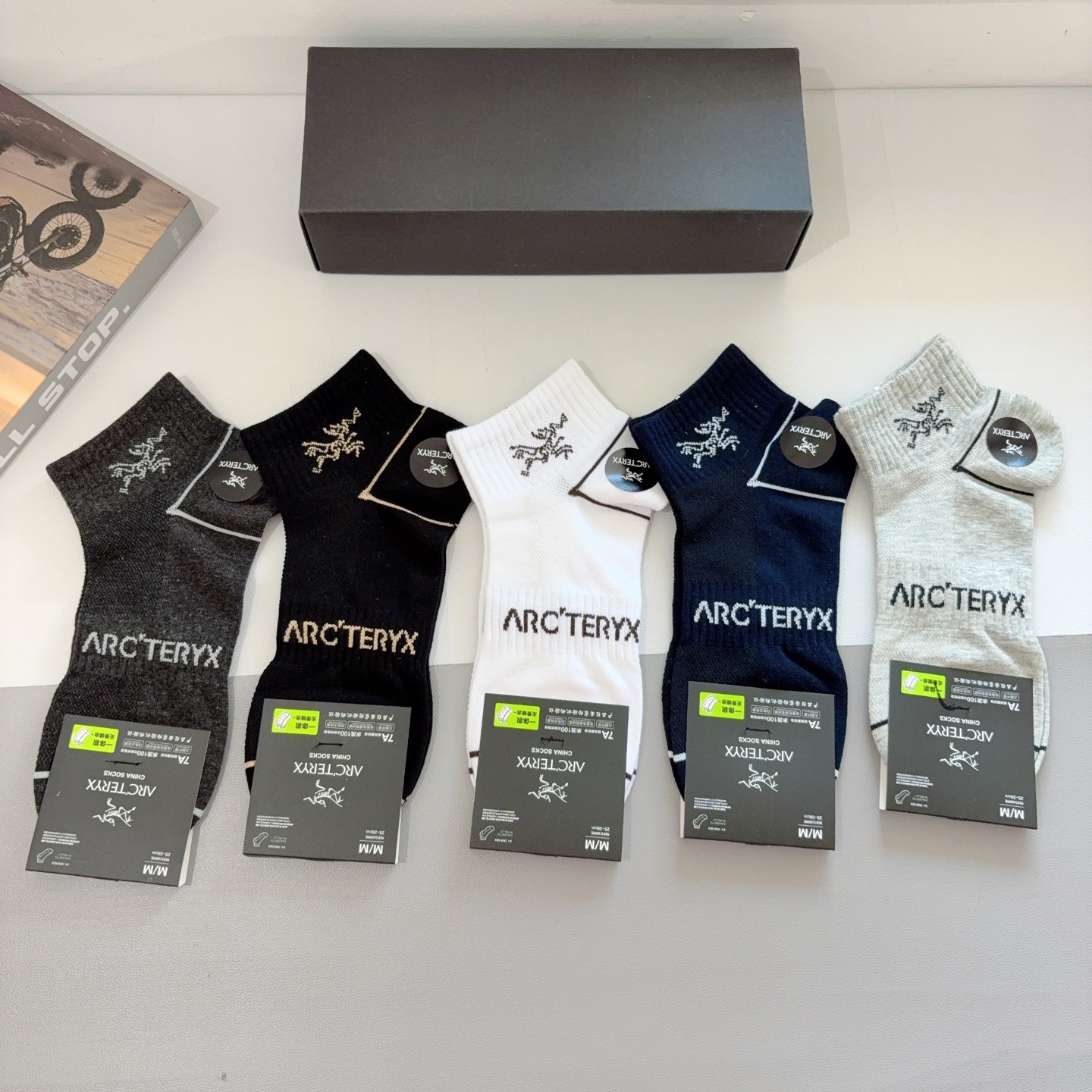 配包装（一盒5双）ARC·TERYX（始祖鸟）新款火爆船袜❗️高版本纯棉材质柔软，经典图案logo，网红