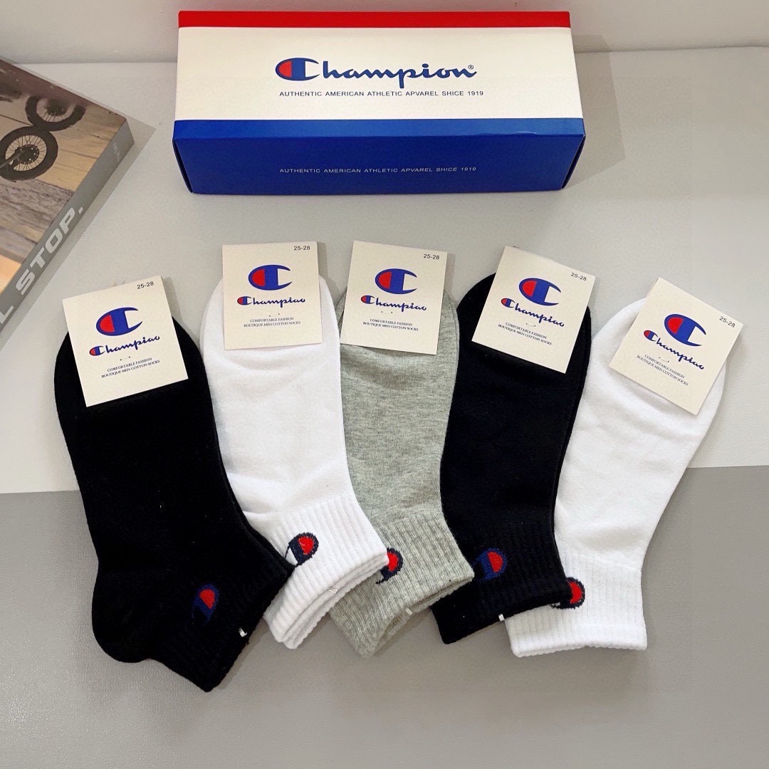 配包装（一盒5双）冠军 新款男士袜子！专柜同步船袜，💛大牌出街，潮人必备🔥超好搭配