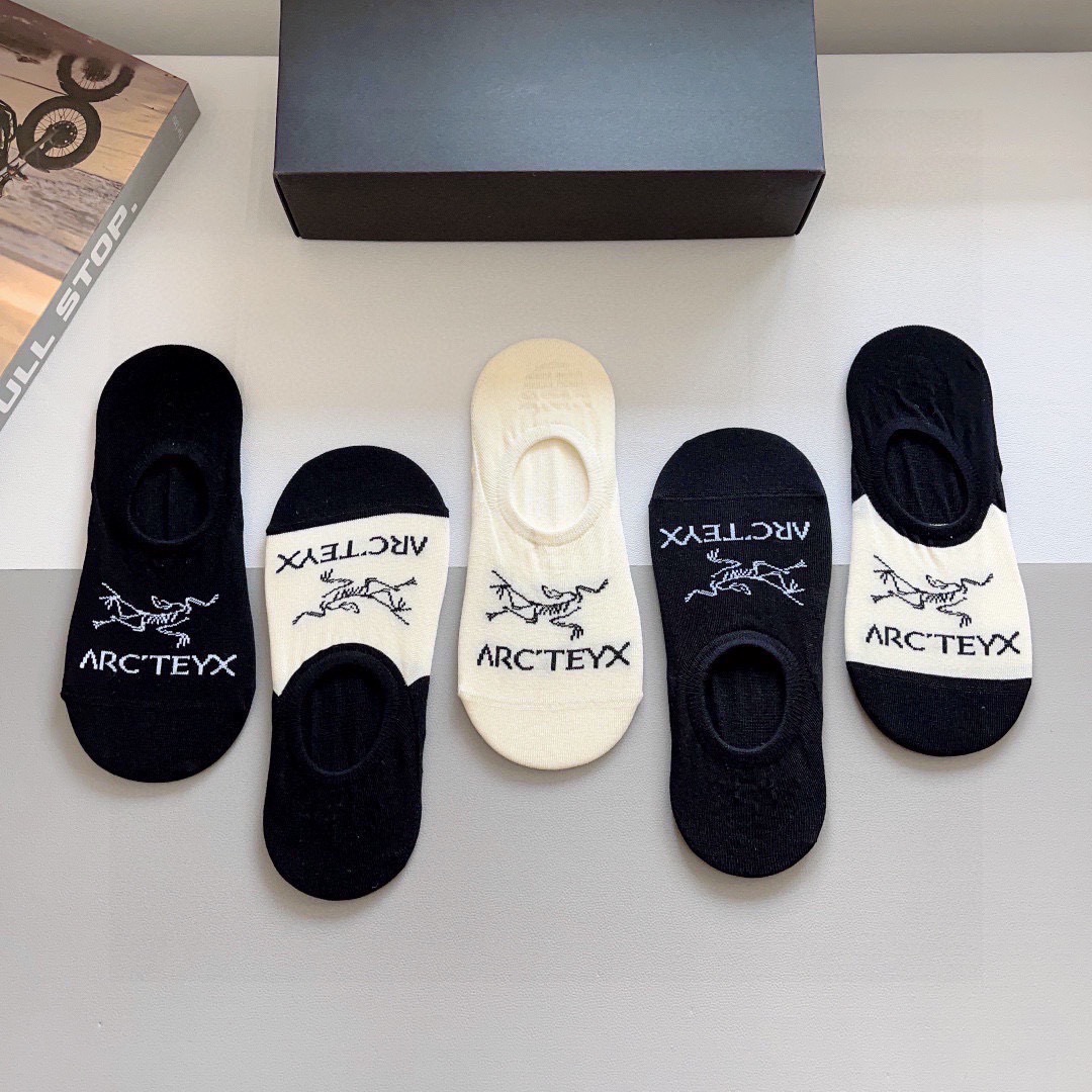配包装（一盒5双）ARC·TERYX（始祖鸟）2024春款新品火爆船袜❗️高版本纯棉材质柔软，秒杀市场普