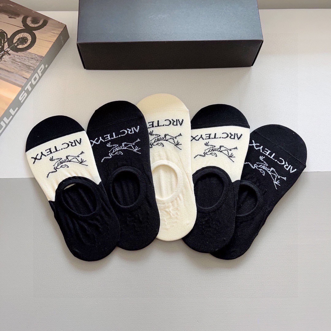 配包装（一盒5双）ARC·TERYX（始祖鸟）2024春款新品火爆船袜❗️高版本纯棉材质柔软，秒杀市场普