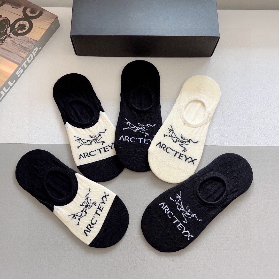 配包装（一盒5双）ARC·TERYX（始祖鸟）2024春款新品火爆船袜❗️高版本纯棉材质柔软，秒杀市场普