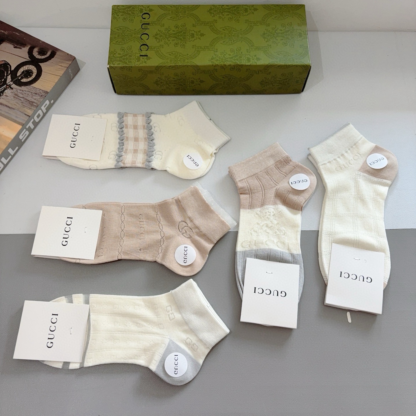 配包装【一盒5双】Gucci （古奇）高品质🔥新款竹棉袜子❗️短筒袜子，ins明星网红推荐❗️火爆至极🔥