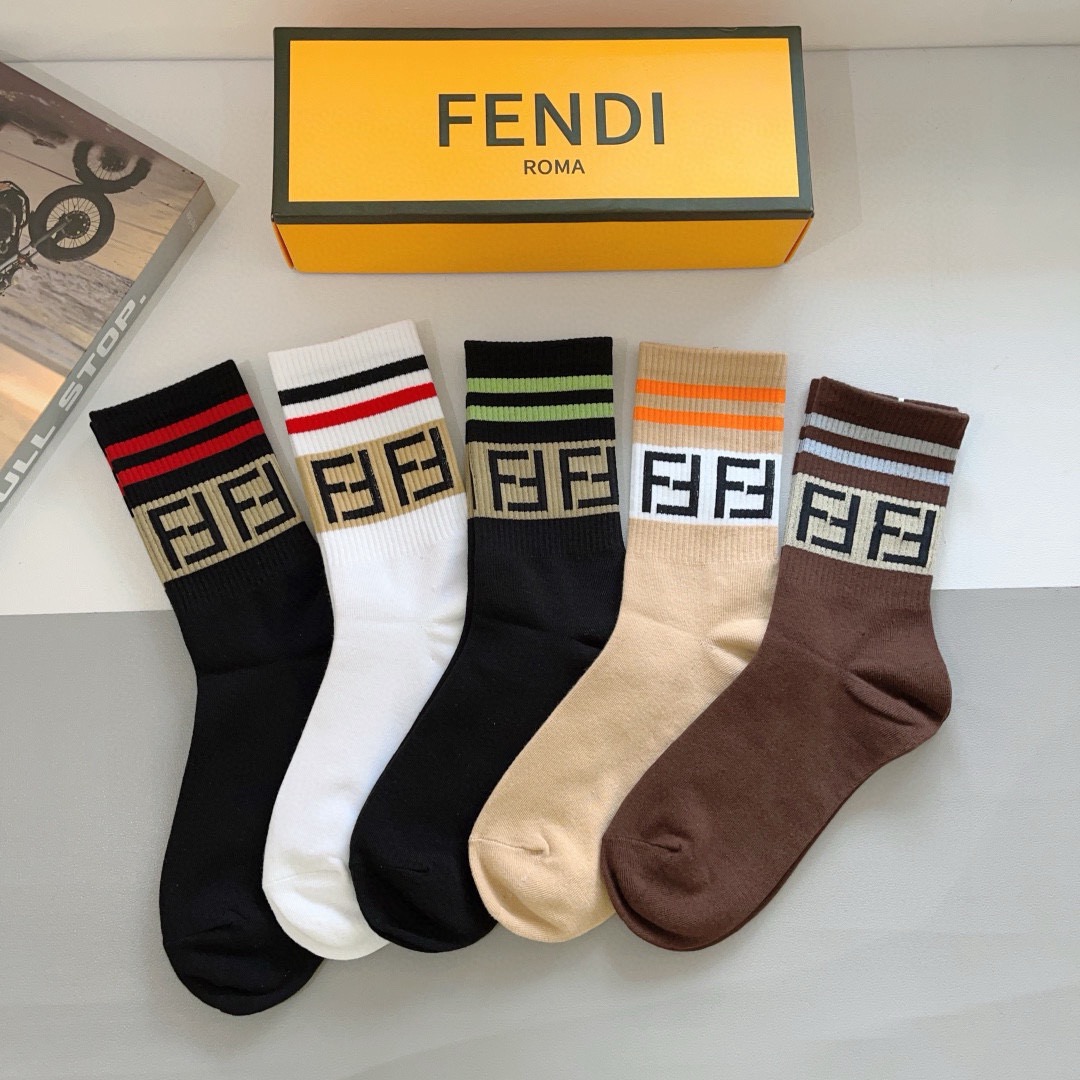 NO:718843,Comes with packaging [5 pairs in a box] FENDI Fendi high version~Classic Fendi long socks are super soft and a must-have for fashionable people. FENDI counters purchase high-quality high-end socks, super versatile and casual style!  socks, stockings, socks, fendi, fendi, socks19860909配包装【一盒5双】 FENDI芬迪高版本 ～经典款芬迪长筒袜子超级柔软潮人必不能少的FENDI专柜代购品质高端袜子 ,超级百搭休闲款！袜子,丝袜,袜子,fendi,fendi,socks,accessory