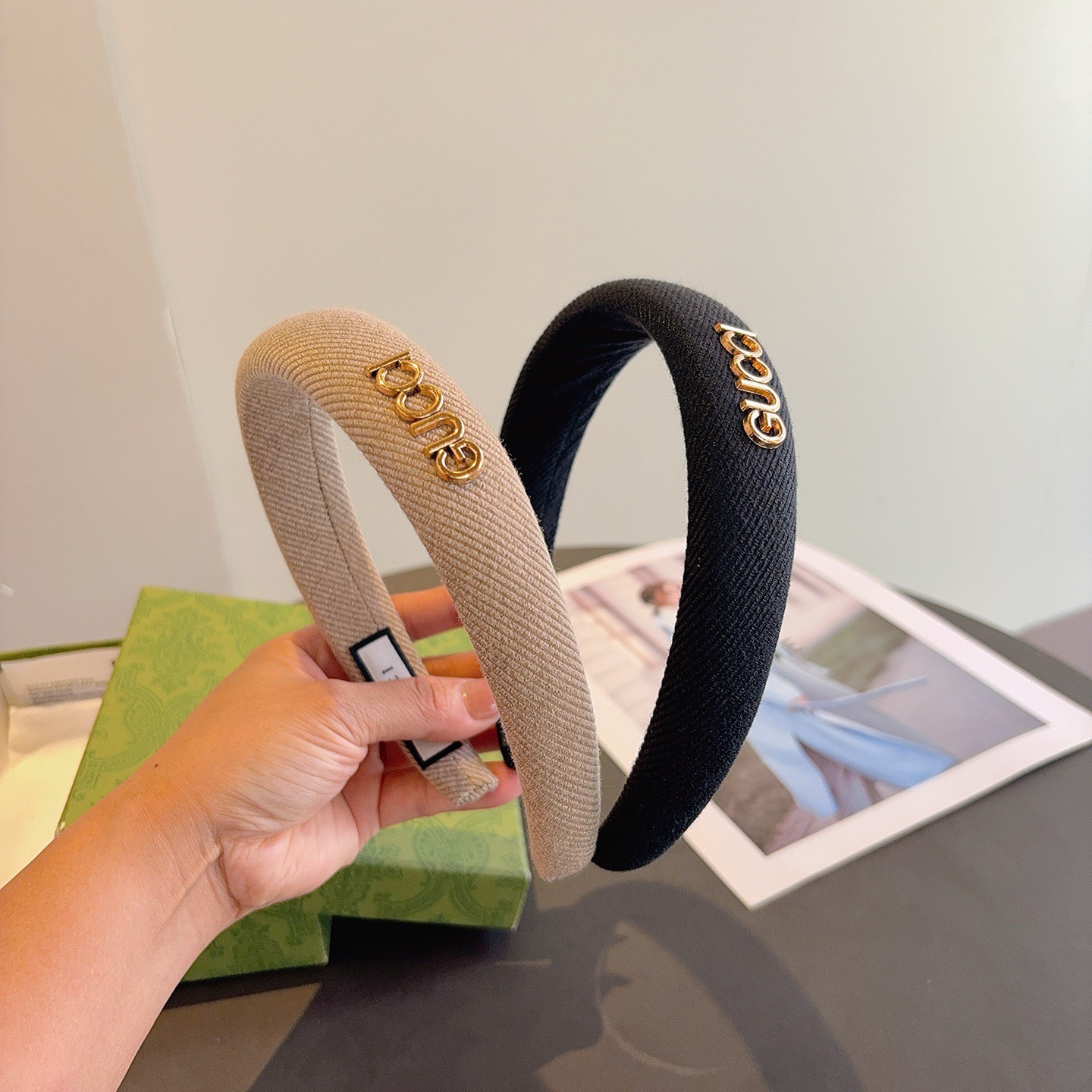 配包装Gucci古奇 网红经典新款宽版发箍，女神必备单品头箍，非常百搭，时尚潮流！