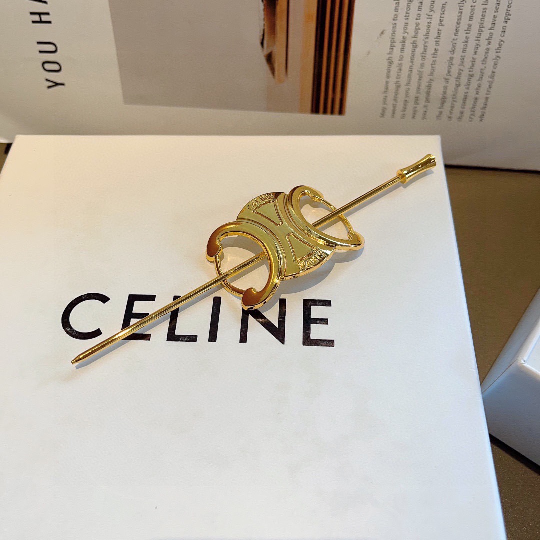 配包装CELINE（赛琳）凯旋门法式宫廷风复古时髦发簪，佩戴舒适无压力，造型搭配必备！非常时尚百搭！女神