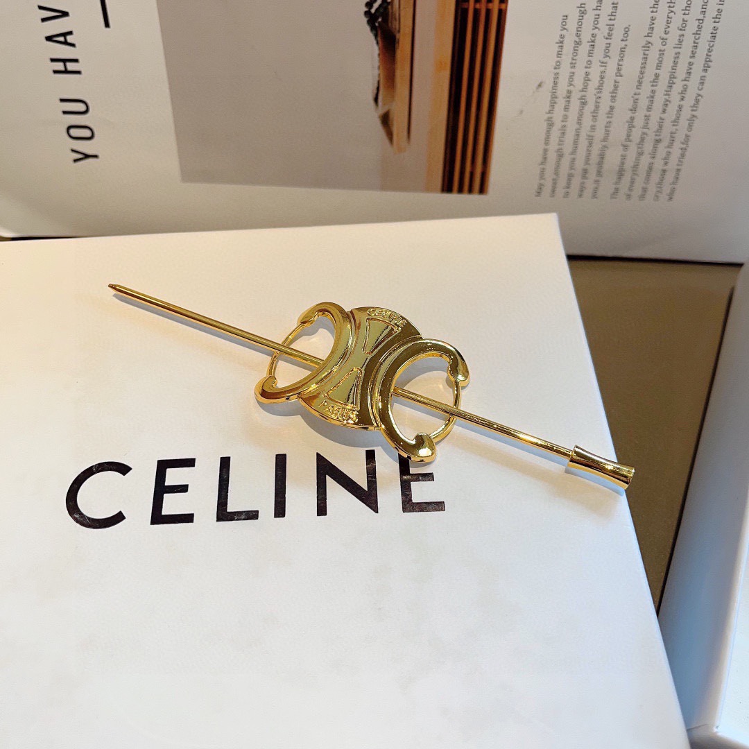 配包装CELINE（赛琳）凯旋门法式宫廷风复古时髦发簪，佩戴舒适无压力，造型搭配必备！非常时尚百搭！女神