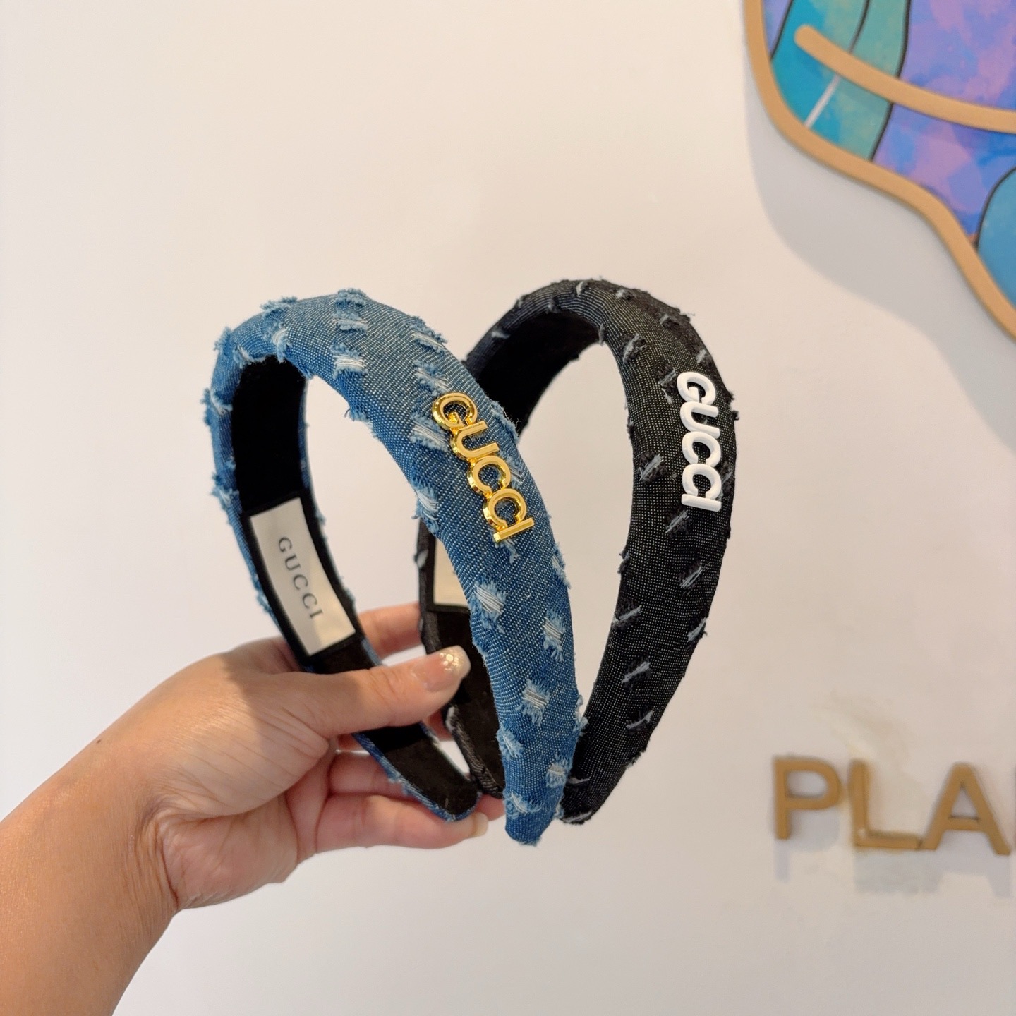 配包装Gucci古奇 明星经典新款牛仔布发箍，女神必备单品头箍，非常百搭，时尚潮流！