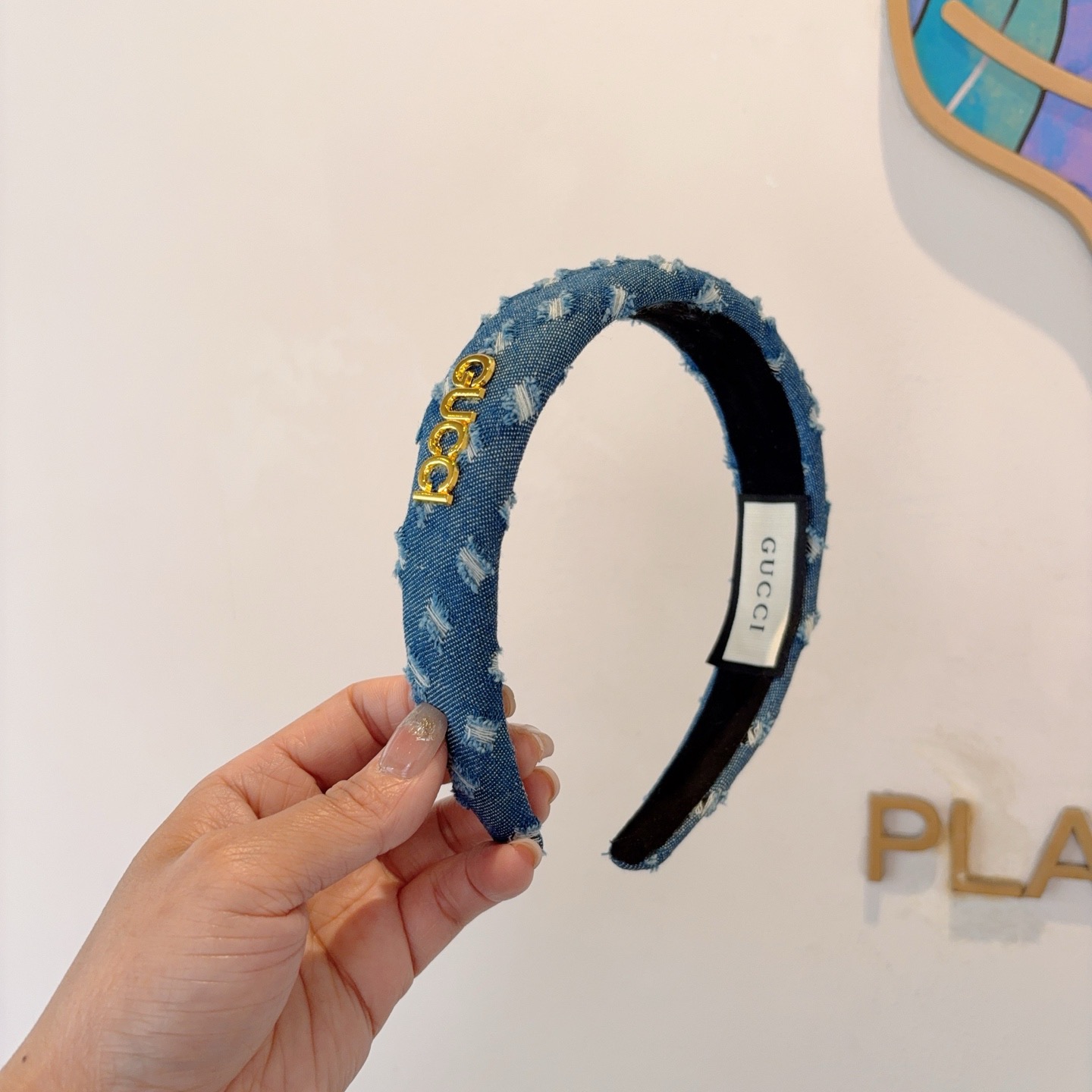配包装Gucci古奇 明星经典新款牛仔布发箍，女神必备单品头箍，非常百搭，时尚潮流！