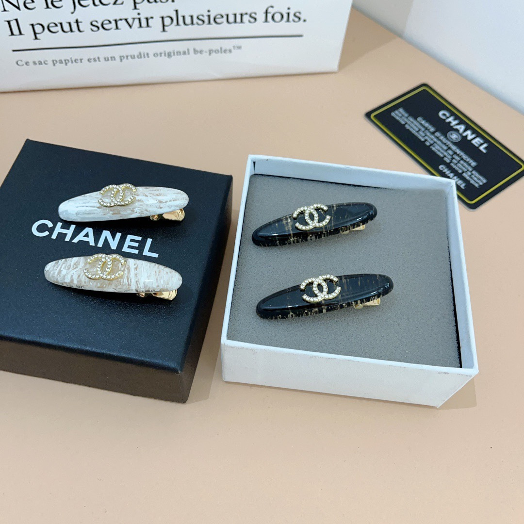 配包装 （一对）CHANEL（香奈儿） 高档韩版新款侧边BB夹 发夹、经典字母logo边夹刘海夹发饰， 
