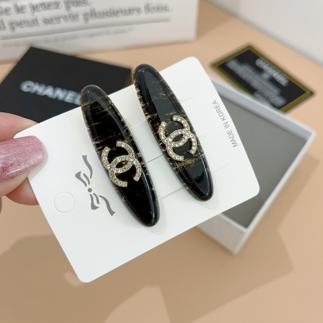 配包装 （一对）CHANEL（香奈儿） 高档韩版新款侧边BB夹 发夹、经典字母logo边夹刘海夹发饰， 