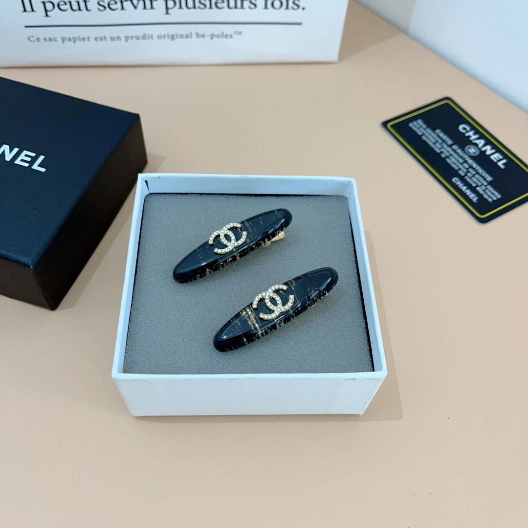 配包装 （一对）CHANEL（香奈儿） 高档韩版新款侧边BB夹 发夹、经典字母logo边夹刘海夹发饰， 