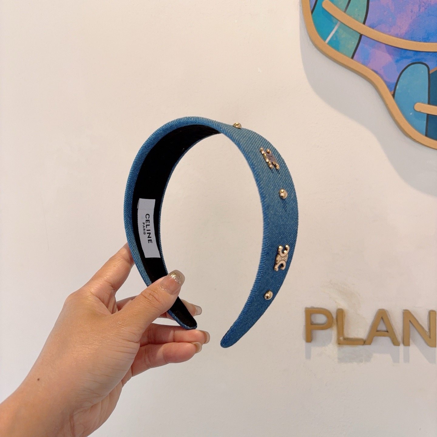 配包装CELINE（赛琳）官方经典新款牛仔布发箍，女神必备头箍，非常舒时尚百搭，舒适潮流款！