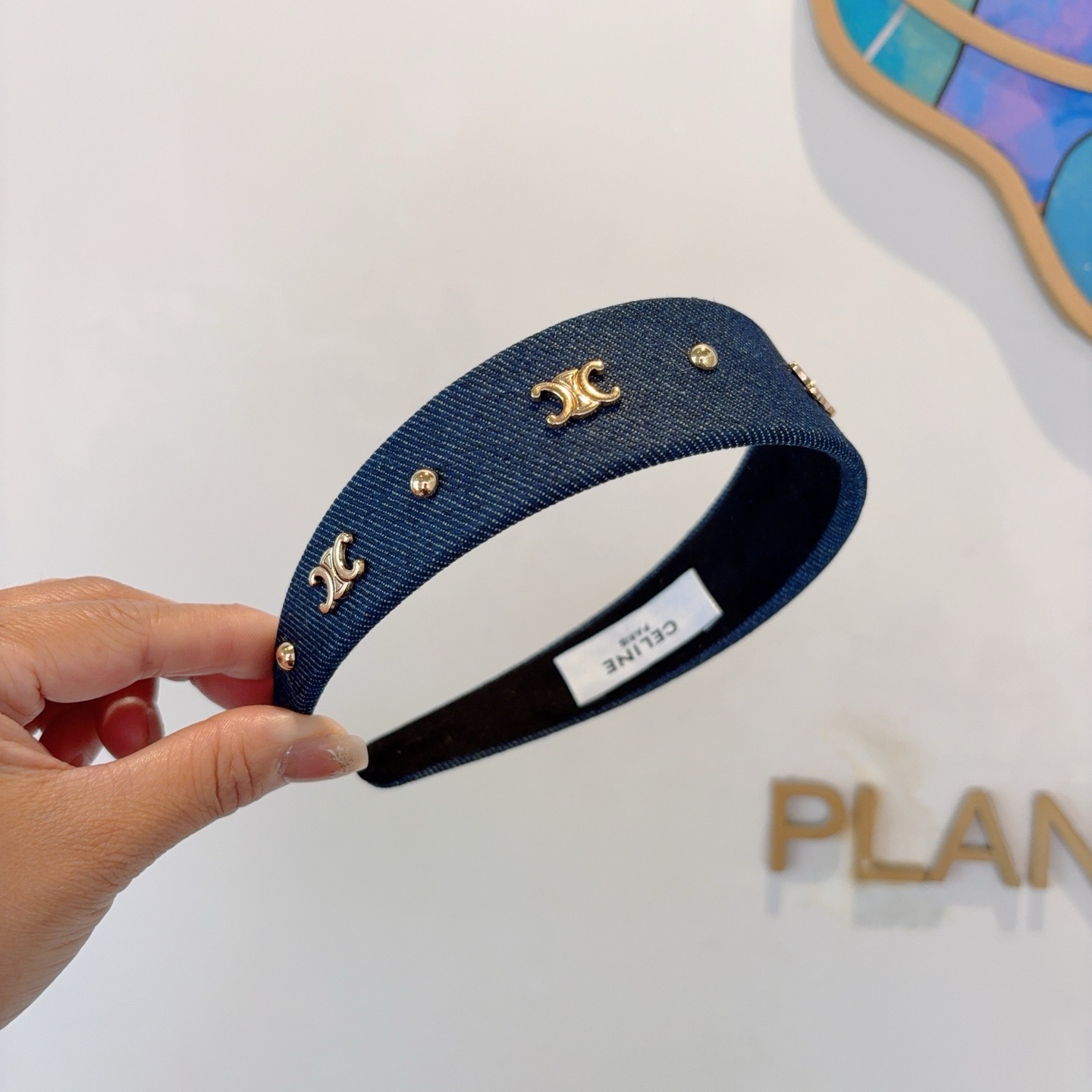 配包装CELINE（赛琳）官方经典新款牛仔布发箍，女神必备头箍，非常舒时尚百搭，舒适潮流款！