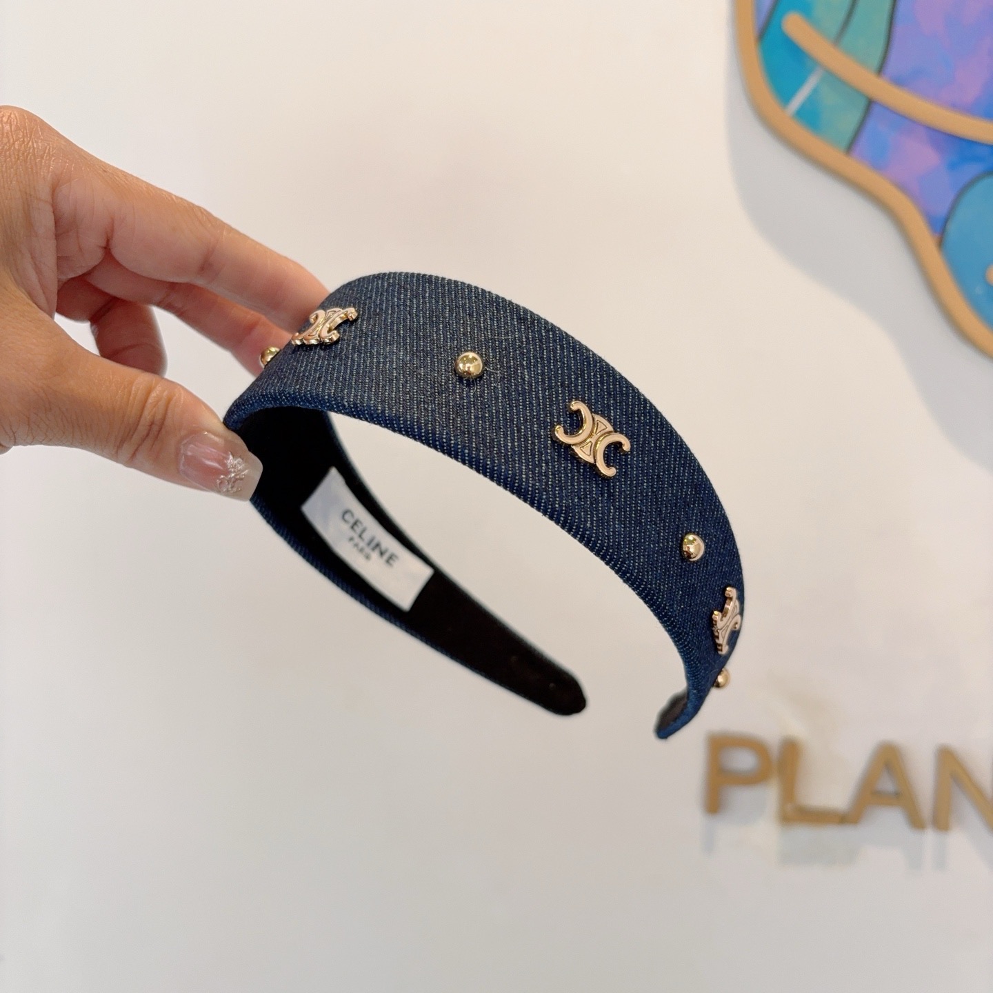 配包装CELINE（赛琳）官方经典新款牛仔布发箍，女神必备头箍，非常舒时尚百搭，舒适潮流款！