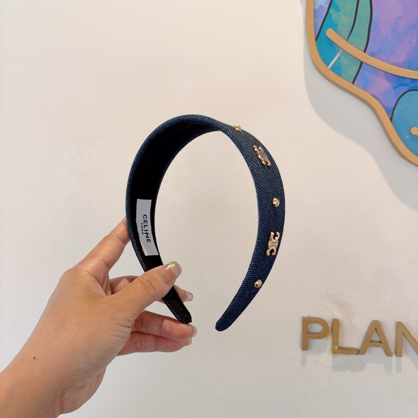 配包装CELINE（赛琳）官方经典新款牛仔布发箍，女神必备头箍，非常舒时尚百搭，舒适潮流款！