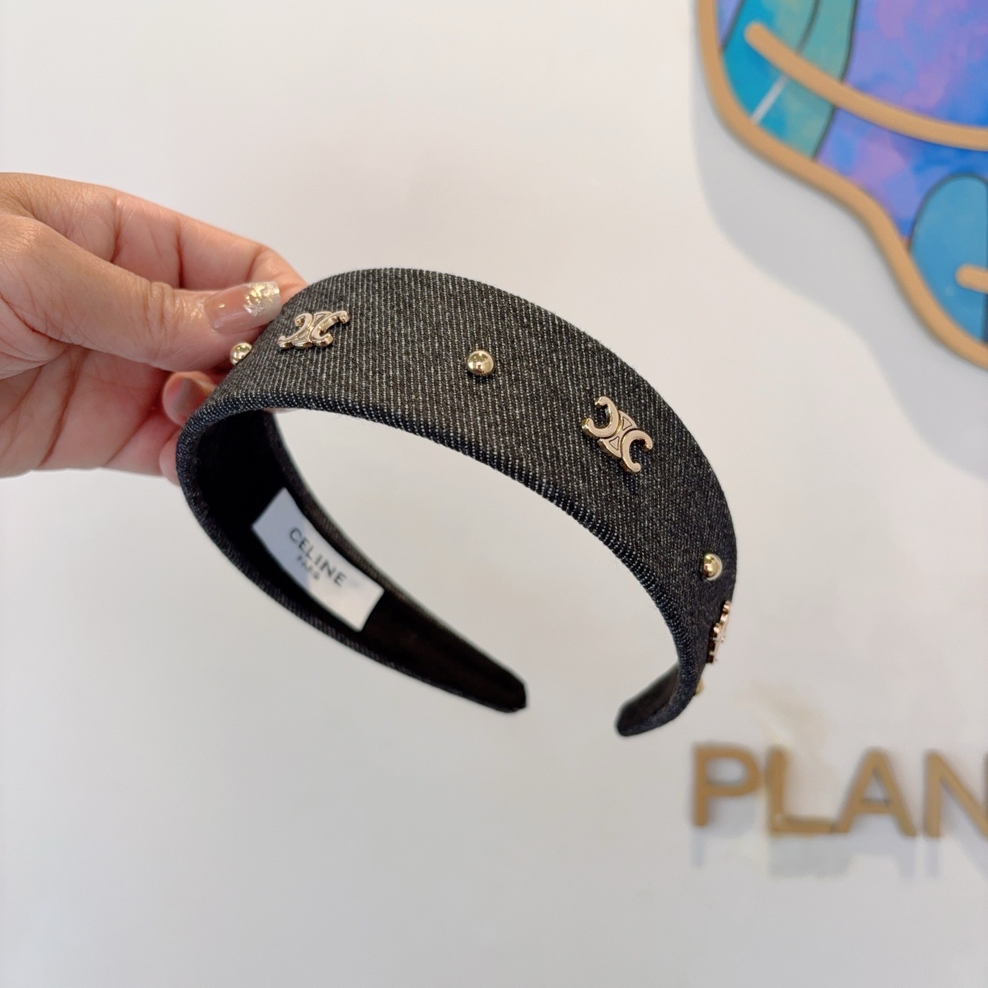 配包装CELINE（赛琳）官方经典新款牛仔布发箍，女神必备头箍，非常舒时尚百搭，舒适潮流款！
