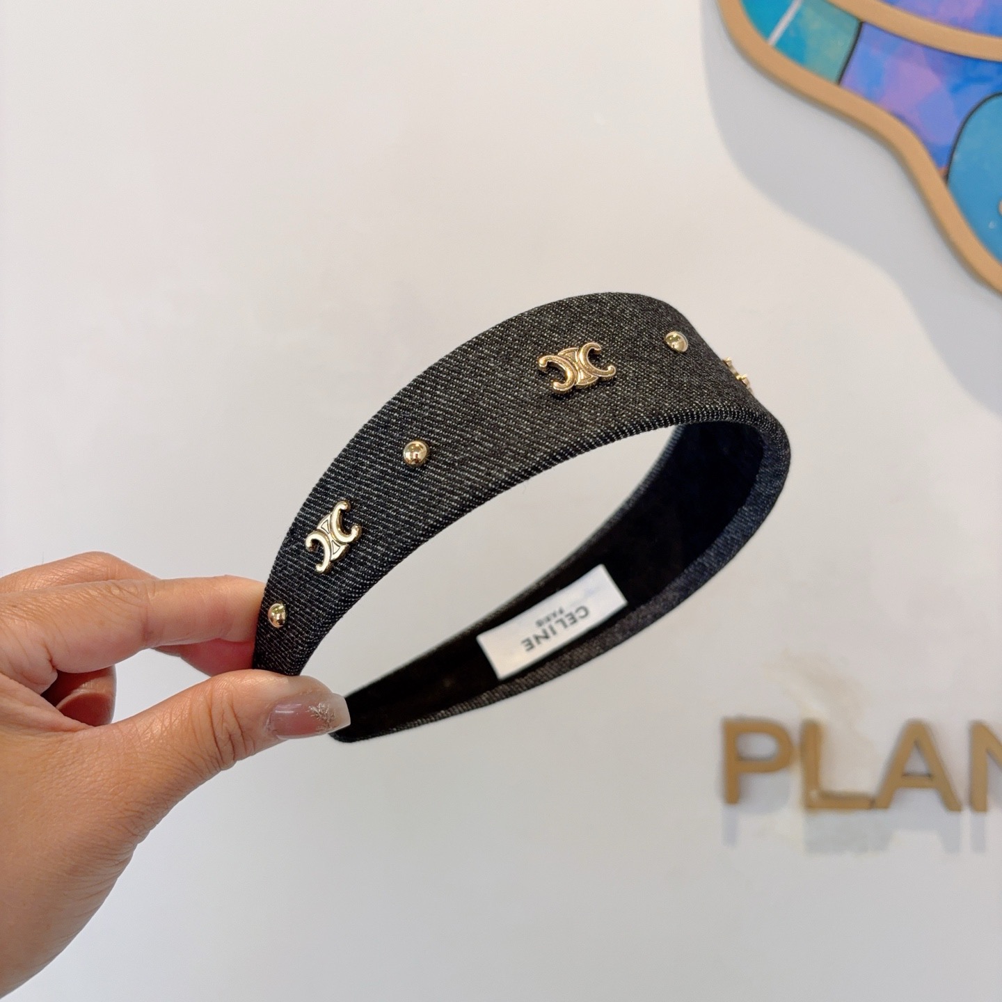 配包装CELINE（赛琳）官方经典新款牛仔布发箍，女神必备头箍，非常舒时尚百搭，舒适潮流款！