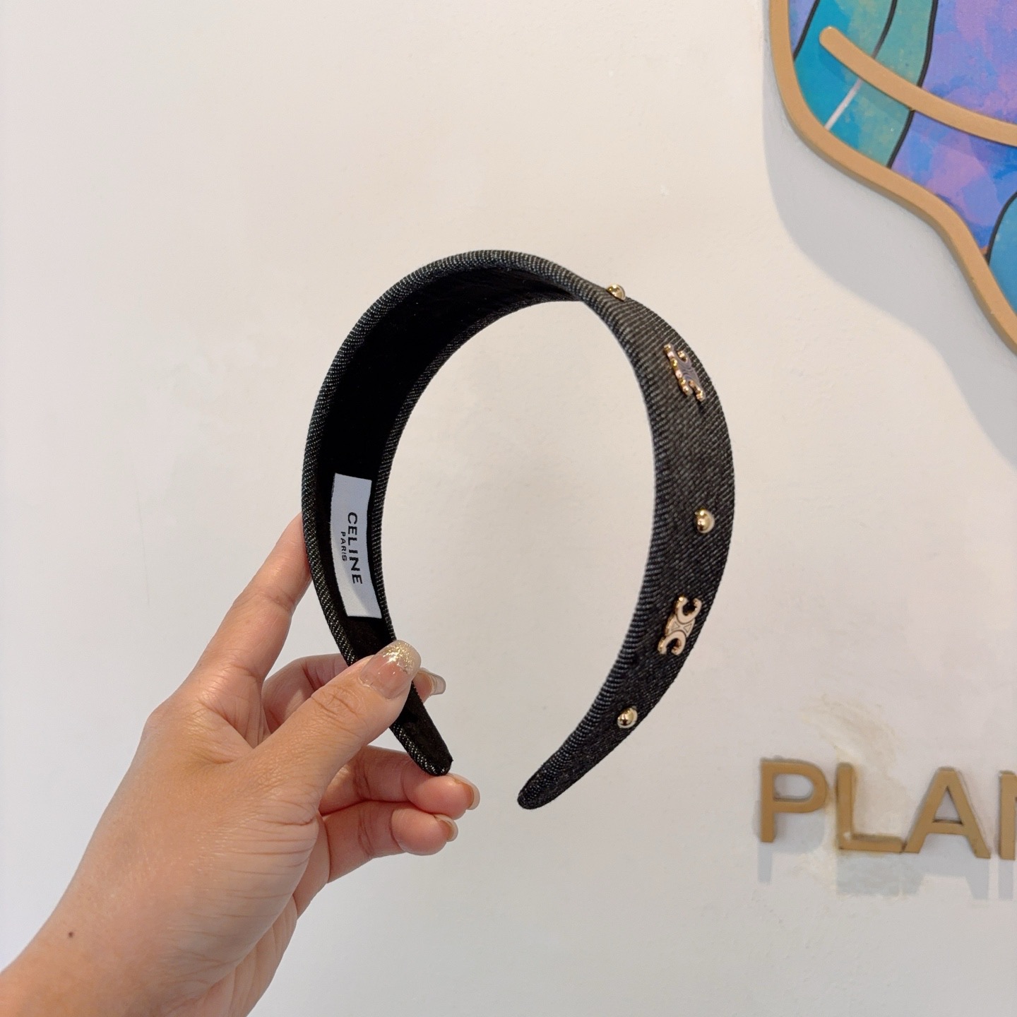配包装CELINE（赛琳）官方经典新款牛仔布发箍，女神必备头箍，非常舒时尚百搭，舒适潮流款！