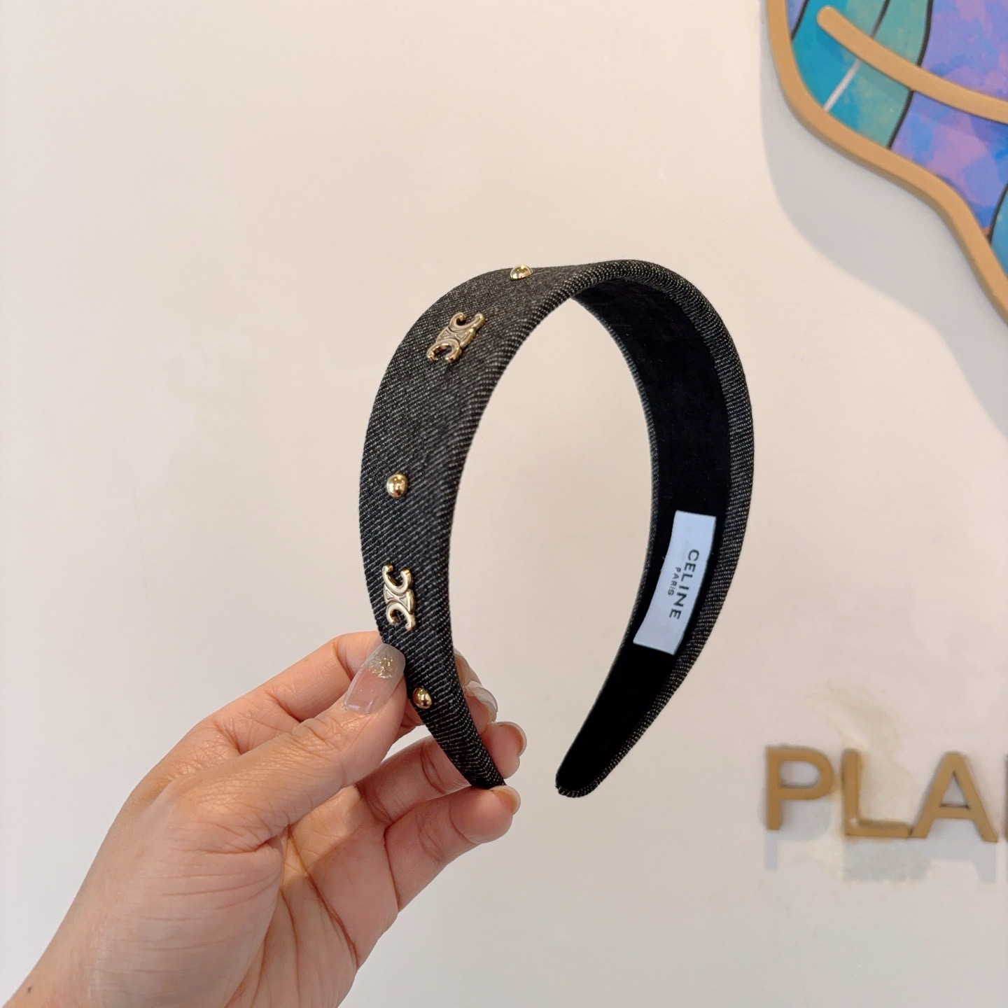 配包装CELINE（赛琳）官方经典新款牛仔布发箍，女神必备头箍，非常舒时尚百搭，舒适潮流款！