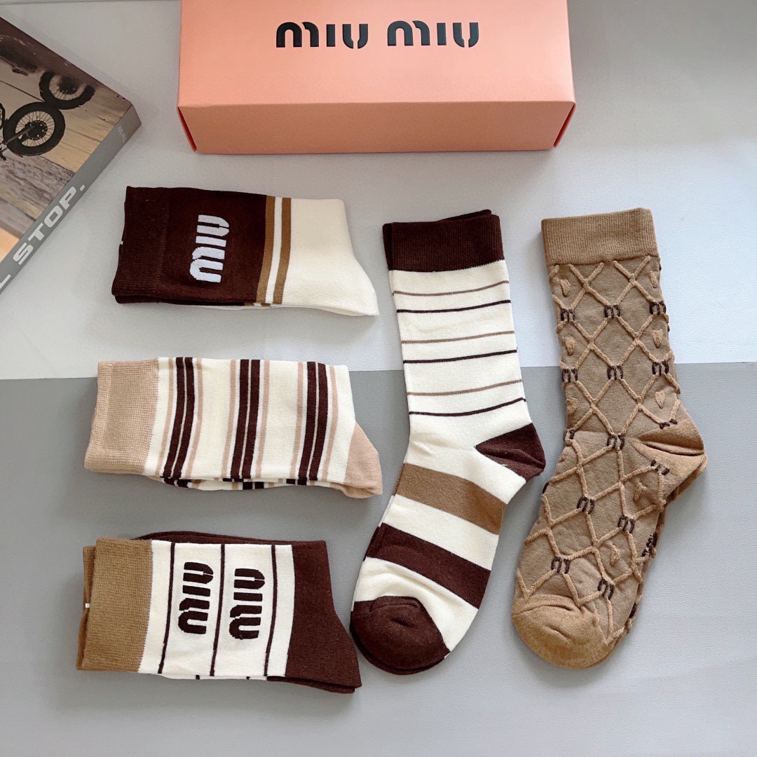 配包装【一盒5双】miumiu · 缪缪 高品质🔥新款网红长筒袜子❗️ins明星网红推荐❗️火爆至极🔥竹