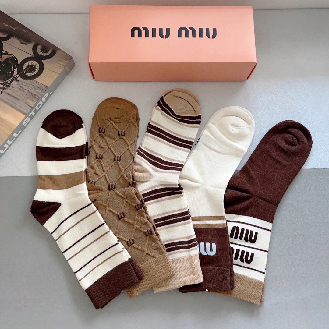 配包装【一盒5双】miumiu · 缪缪 高品质🔥新款网红长筒袜子❗️ins明星网红推荐❗️火爆至极🔥竹