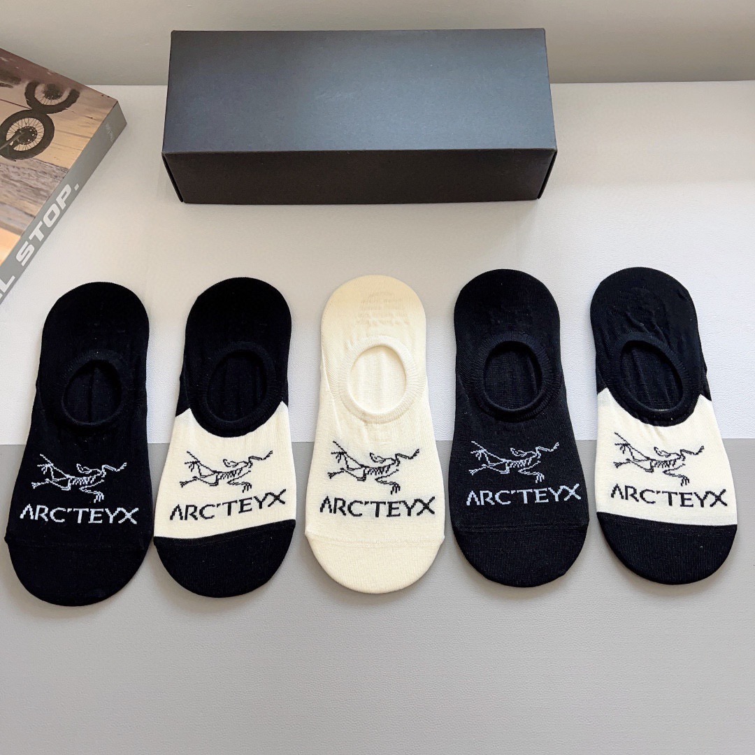 配包装（一盒5双）ARC·TERYX（始祖鸟）2024春款新品火爆船袜❗️高版本纯棉材质柔软，秒杀市场普