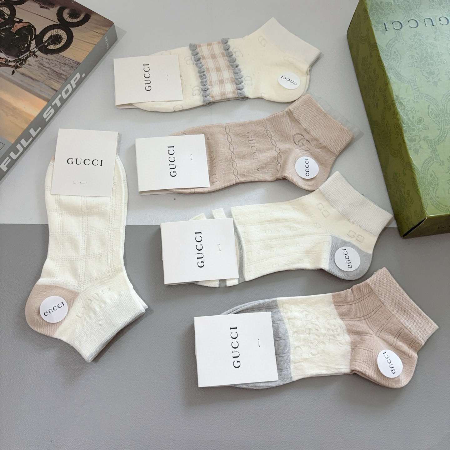 配包装【一盒5双】Gucci （古奇）高品质🔥新款竹棉袜子❗️短筒袜子，ins明星网红推荐❗️火爆至极🔥