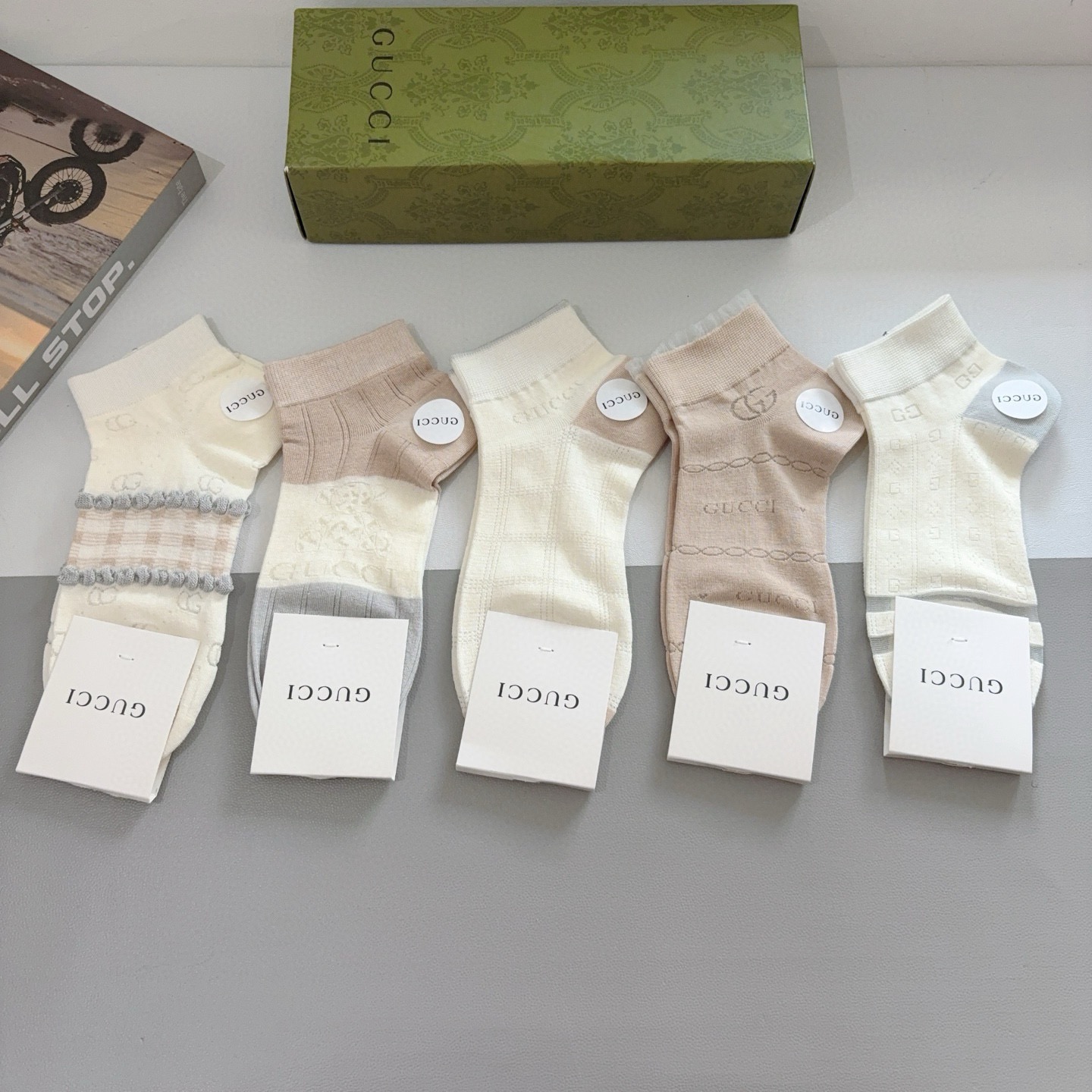 配包装【一盒5双】Gucci （古奇）高品质🔥新款竹棉袜子❗️短筒袜子，ins明星网红推荐❗️火爆至极🔥
