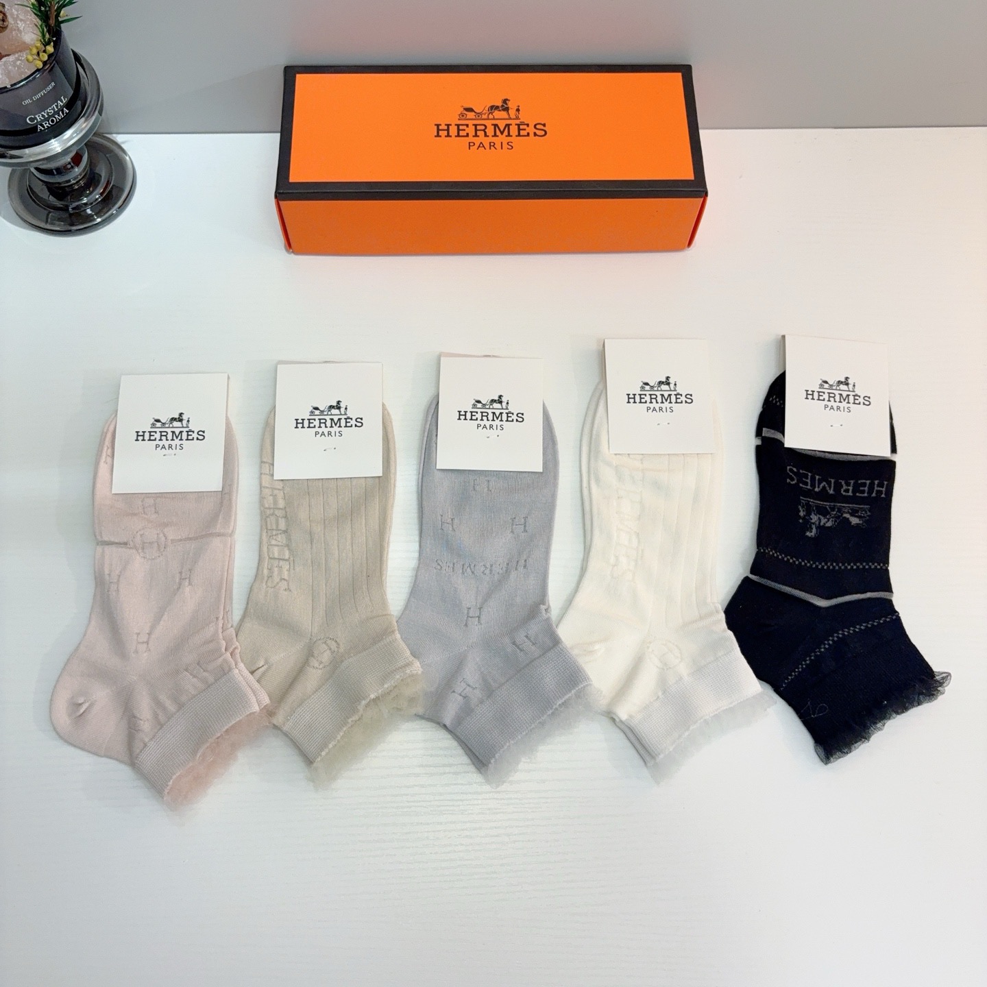 配包装【一盒5双】HERMES爱马仕 高版本竹棉袜子🔥超级柔软短袜🔥🔥潮人必不能少的专柜代购品质 短款袜