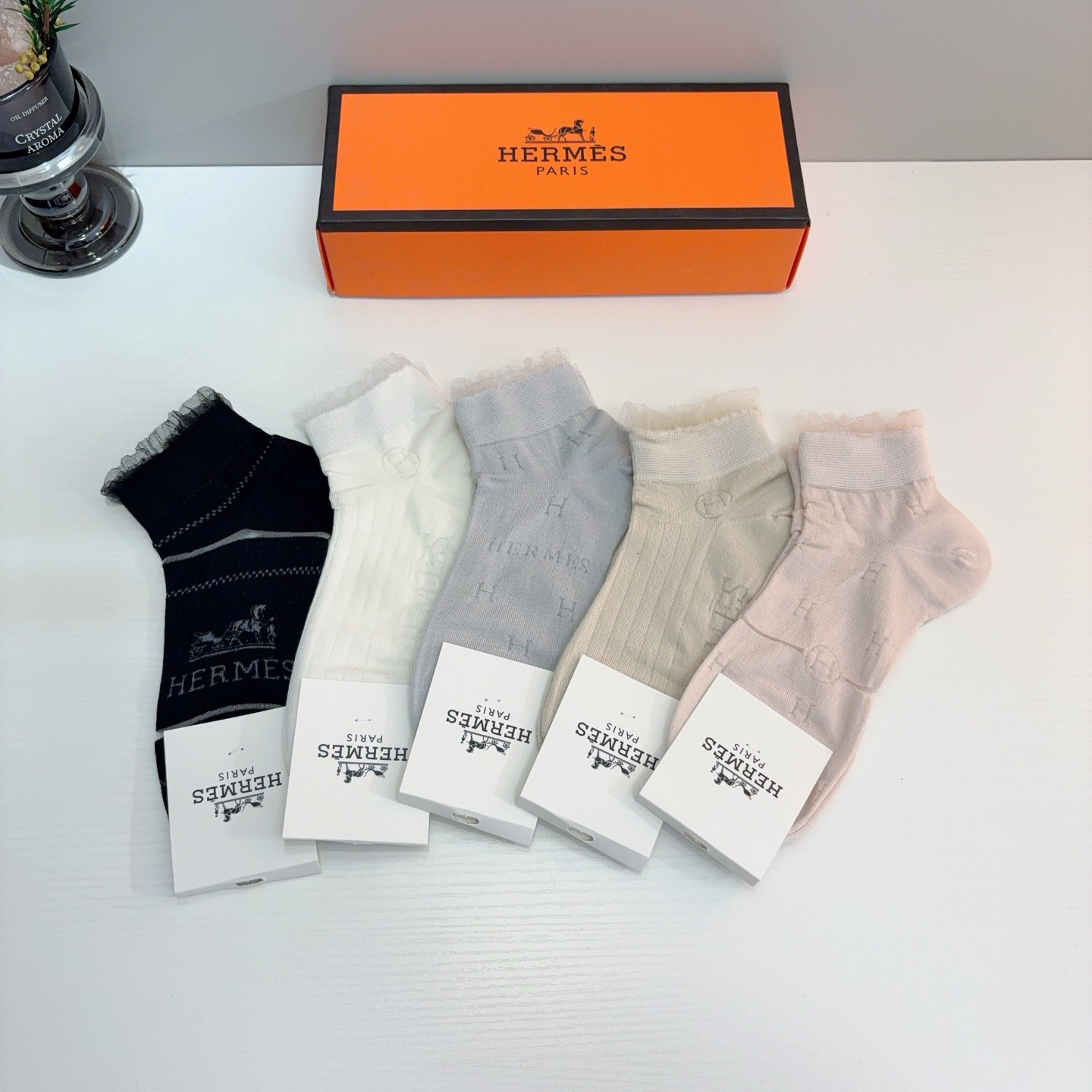 配包装【一盒5双】HERMES爱马仕 高版本竹棉袜子🔥超级柔软短袜🔥🔥潮人必不能少的专柜代购品质 短款袜