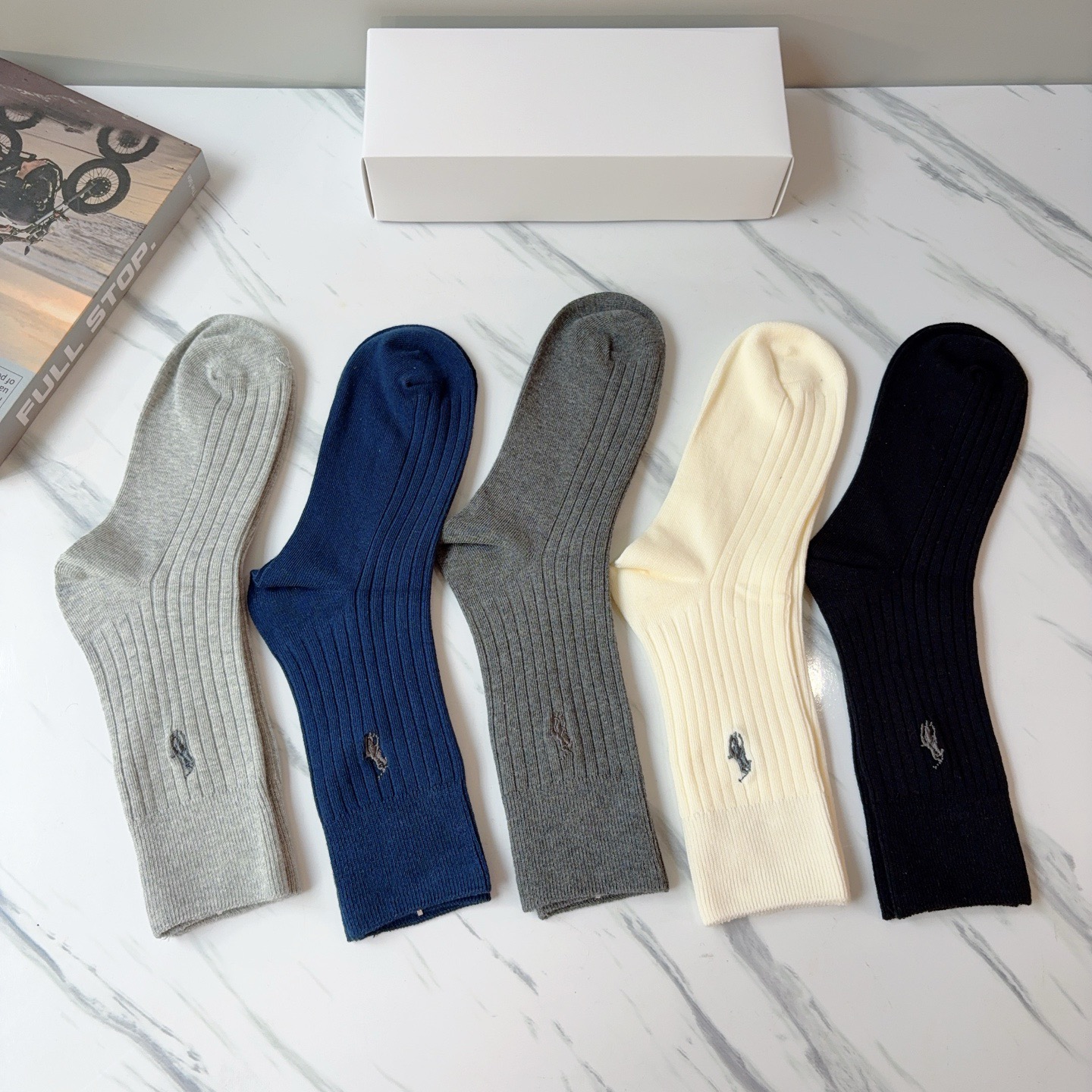 配包装【一盒5双】Polo （保罗）高版本羊绒刺绣长筒袜子🔥潮人必不可少的时尚专柜代购长筒袜子 ，超好搭