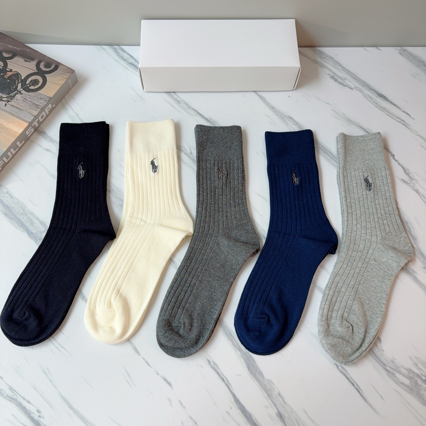 配包装【一盒5双】Polo （保罗）高版本羊绒刺绣长筒袜子🔥潮人必不可少的时尚专柜代购长筒袜子 ，超好搭