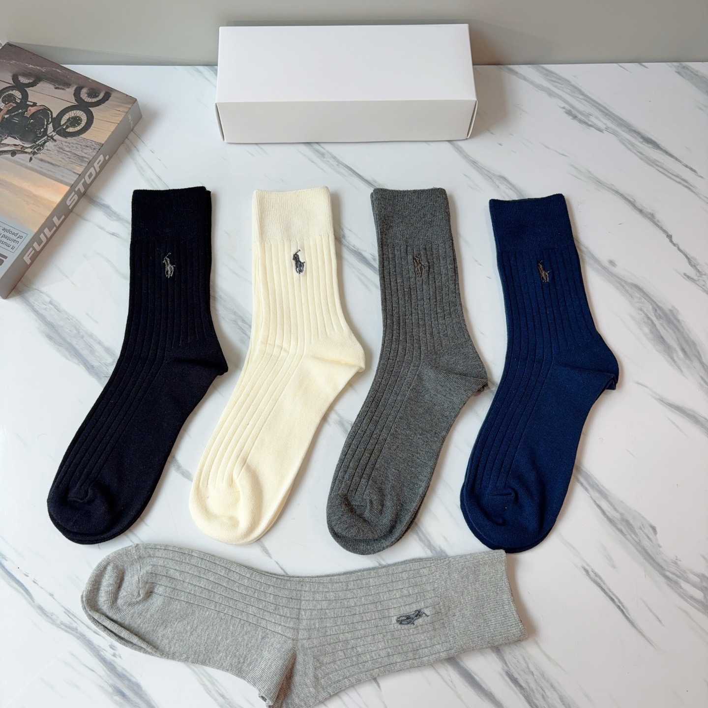 配包装【一盒5双】Polo （保罗）高版本羊绒刺绣长筒袜子🔥潮人必不可少的时尚专柜代购长筒袜子 ，超好搭