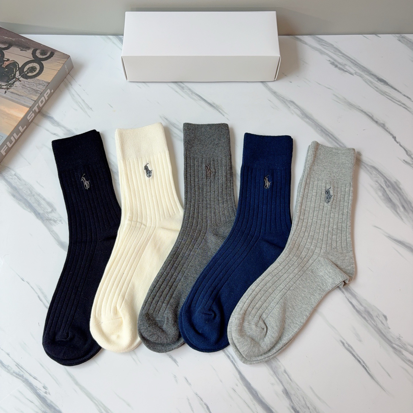配包装【一盒5双】Polo （保罗）高版本羊绒刺绣长筒袜子🔥潮人必不可少的时尚专柜代购长筒袜子 ，超好搭