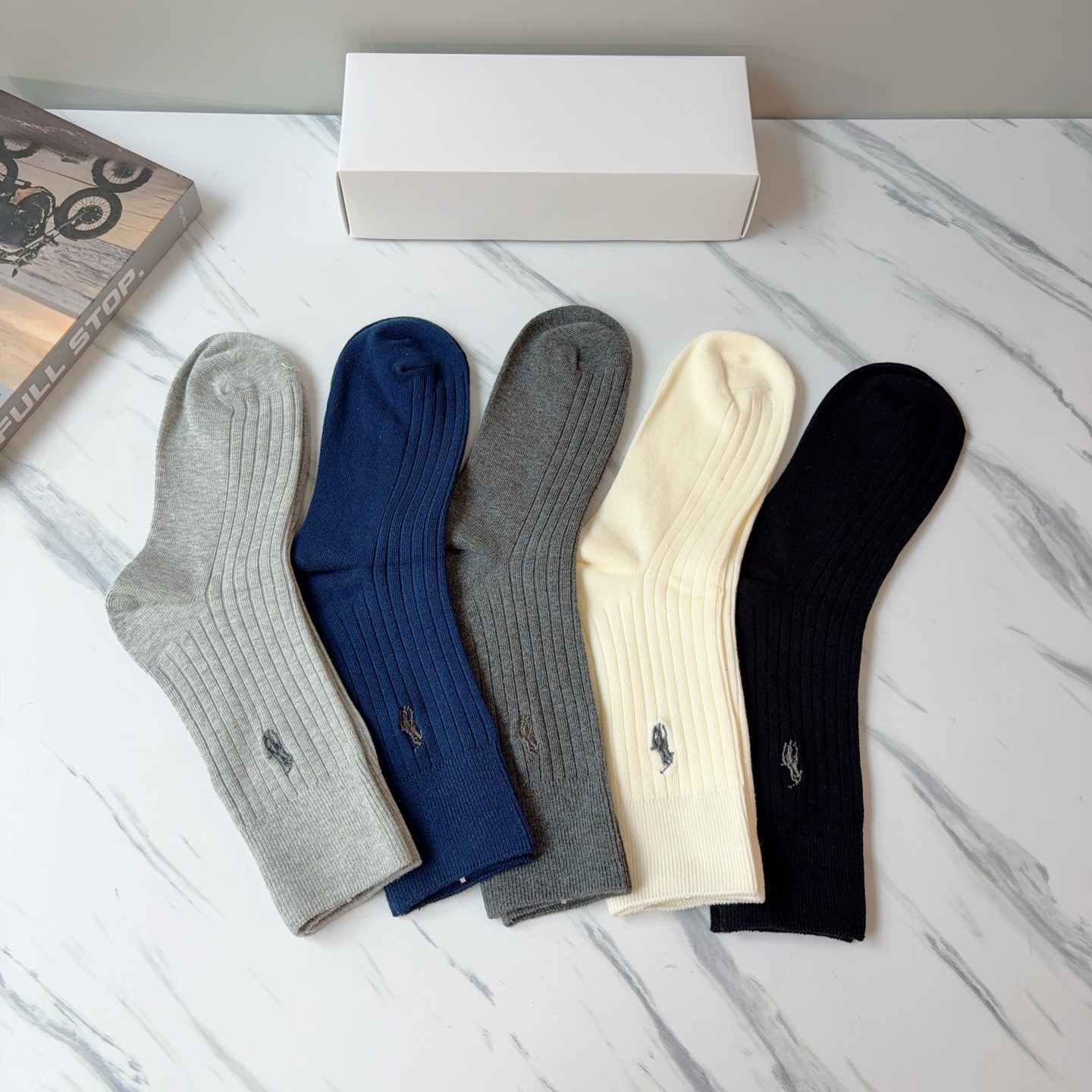 配包装【一盒5双】Polo （保罗）高版本羊绒刺绣长筒袜子🔥潮人必不可少的时尚专柜代购长筒袜子 ，超好搭