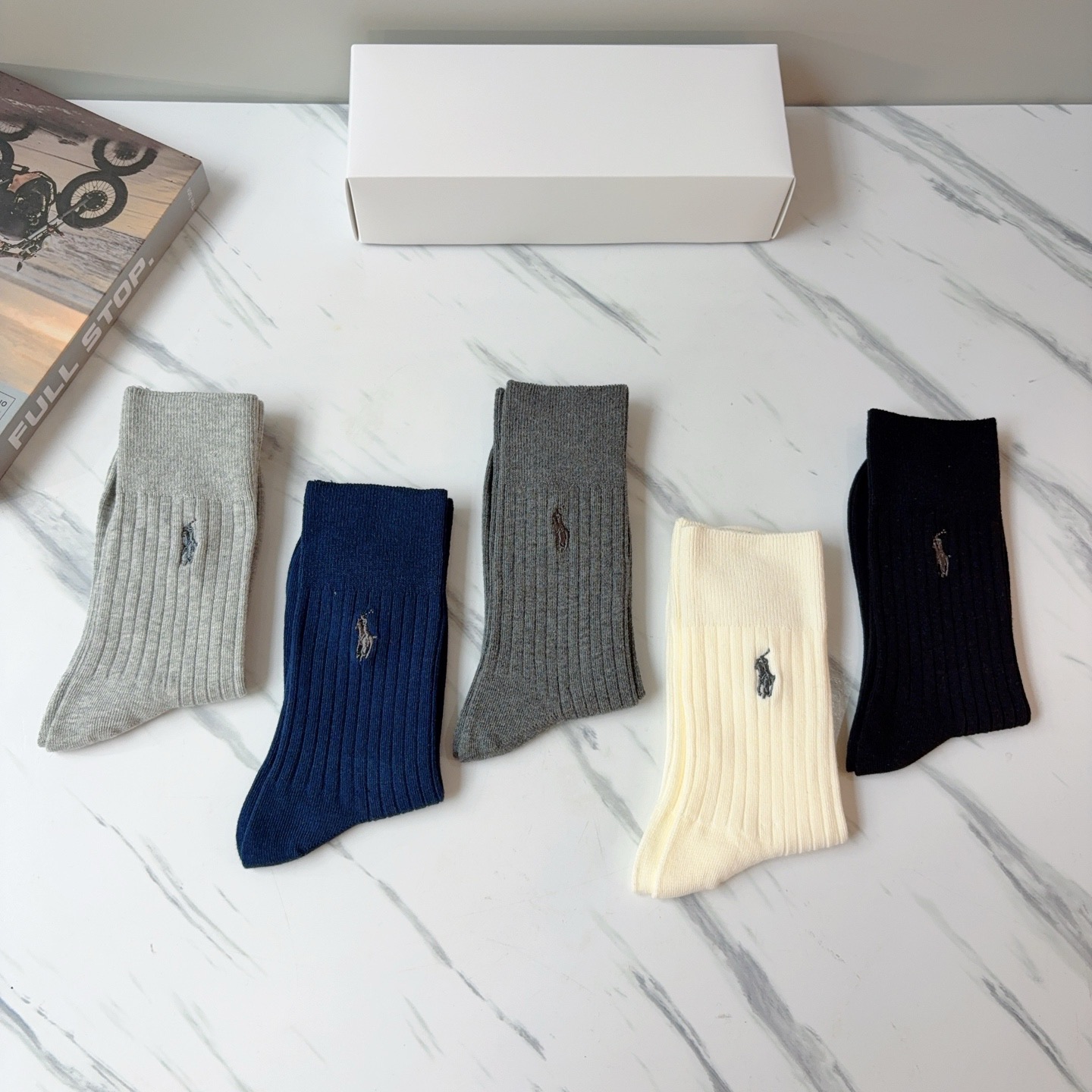 配包装【一盒5双】Polo （保罗）高版本羊绒刺绣长筒袜子🔥潮人必不可少的时尚专柜代购长筒袜子 ，超好搭