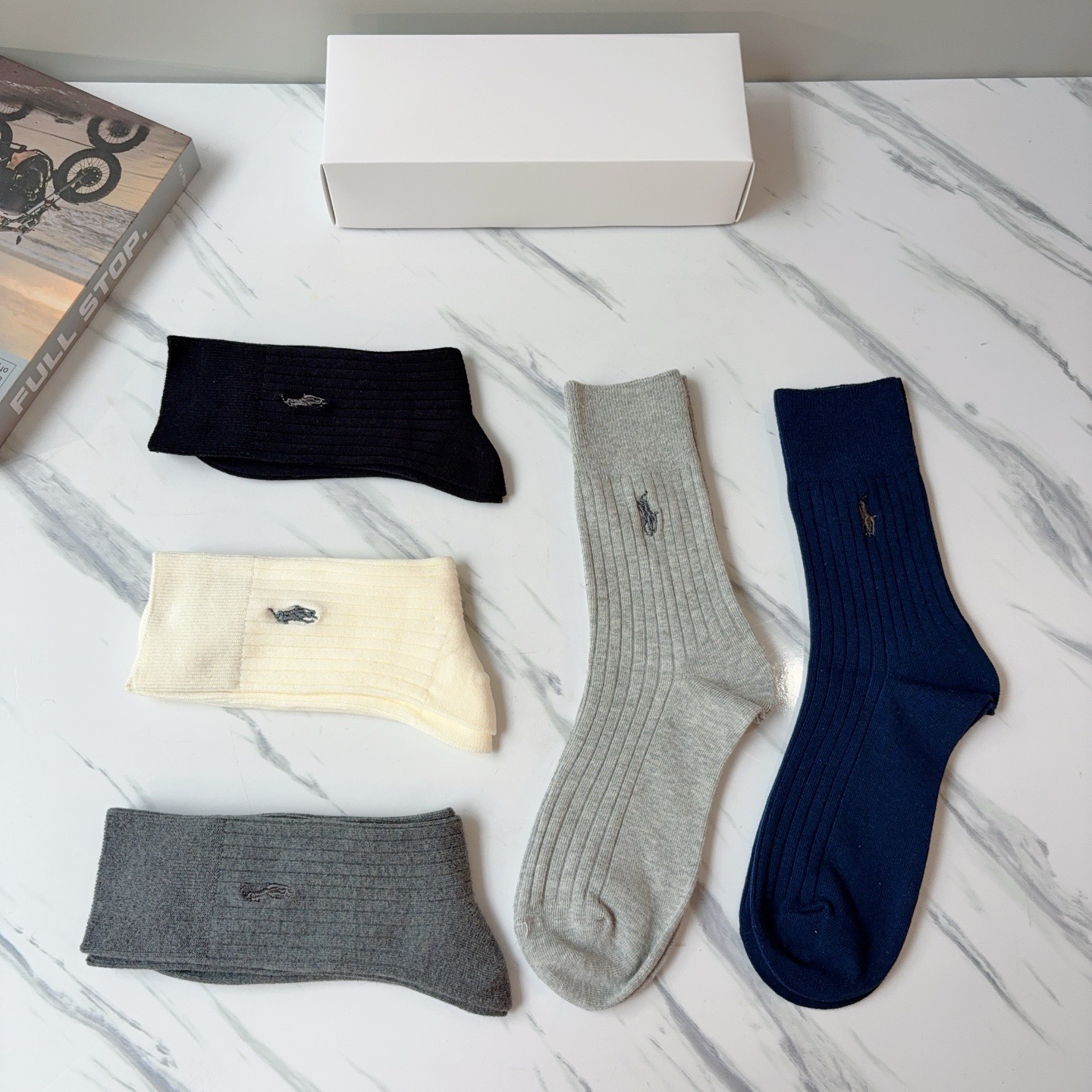 配包装【一盒5双】Polo （保罗）高版本羊绒刺绣长筒袜子🔥潮人必不可少的时尚专柜代购长筒袜子 ，超好搭