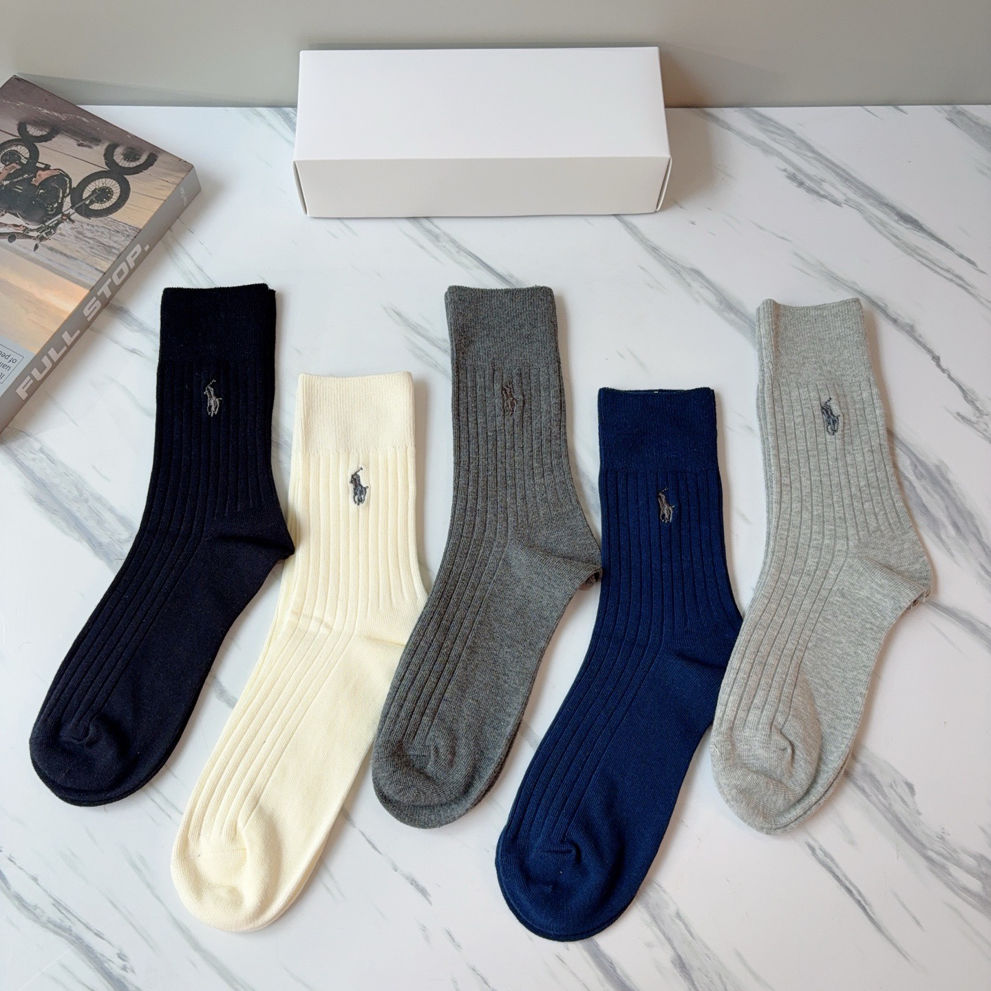 配包装【一盒5双】Polo （保罗）高版本羊绒刺绣长筒袜子🔥潮人必不可少的时尚专柜代购长筒袜子 ，超好搭