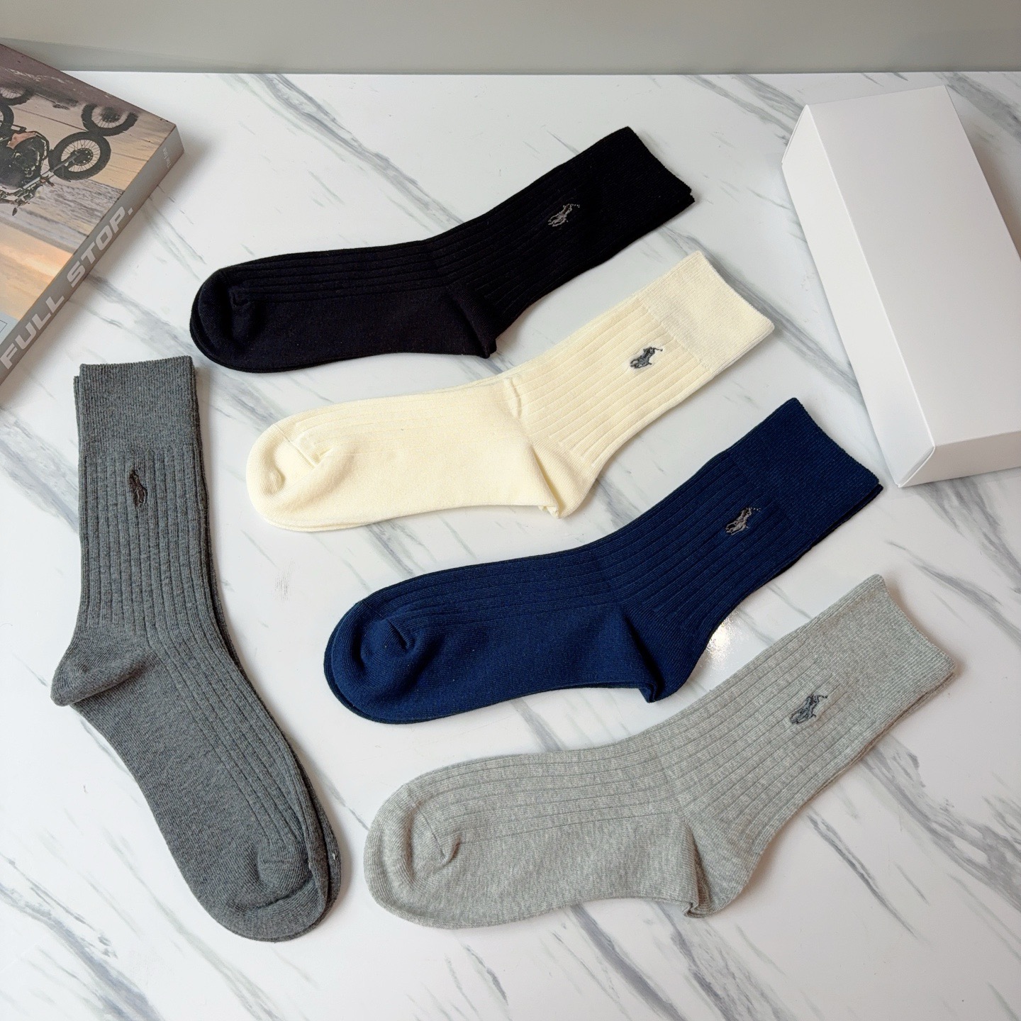 配包装【一盒5双】Polo （保罗）高版本羊绒刺绣长筒袜子🔥潮人必不可少的时尚专柜代购长筒袜子 ，超好搭