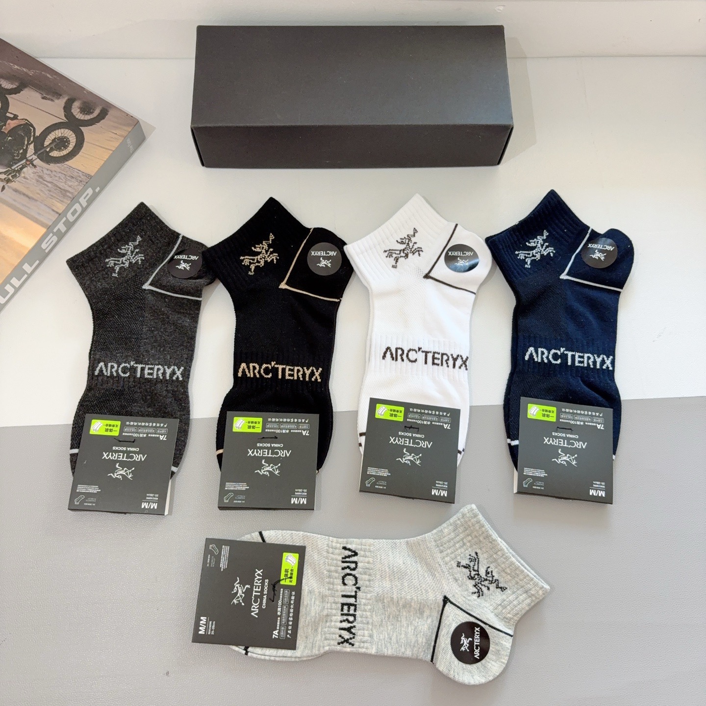 配包装（一盒5双）ARC·TERYX（始祖鸟）新款火爆船袜❗️高版本纯棉材质柔软，经典图案logo，网红