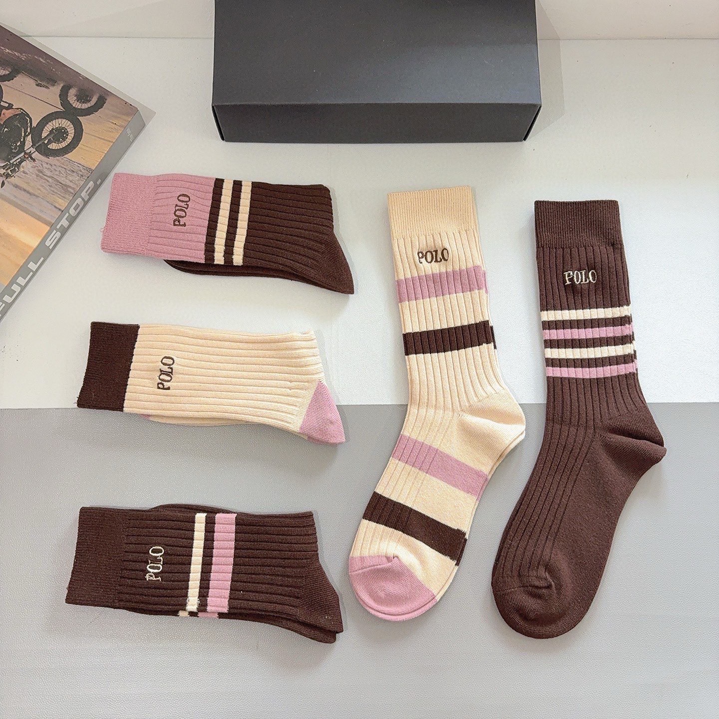 配包装【一盒5双】Polo （保罗）高版本双针刺绣长筒小腿袜🔥潮人必不可少的时尚专柜代购长筒袜子 ，超好